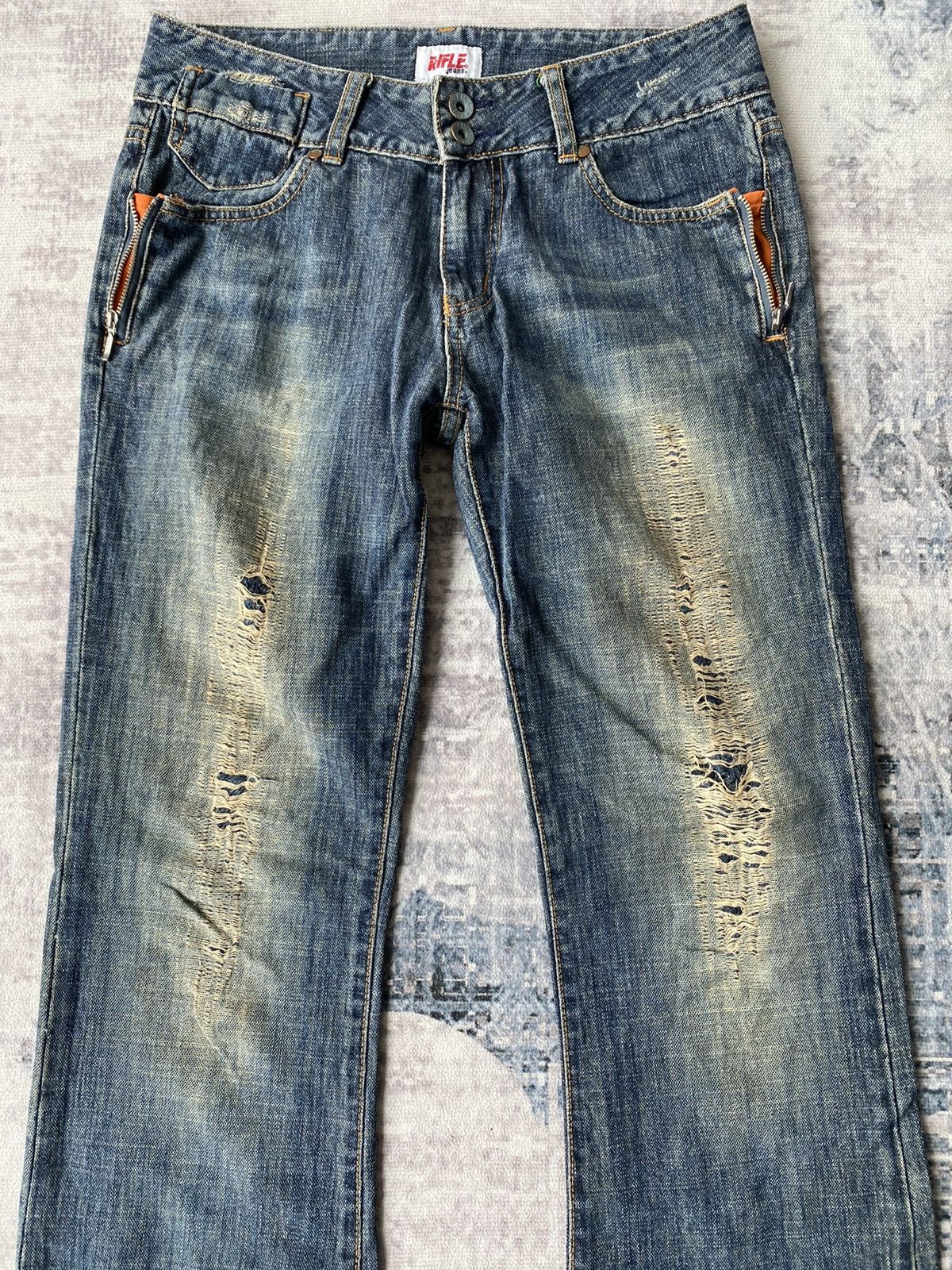 Japanese Brand Vintage Rifle Jeans Distressed Flared Denim Size US 31 - 2 Thumbnail