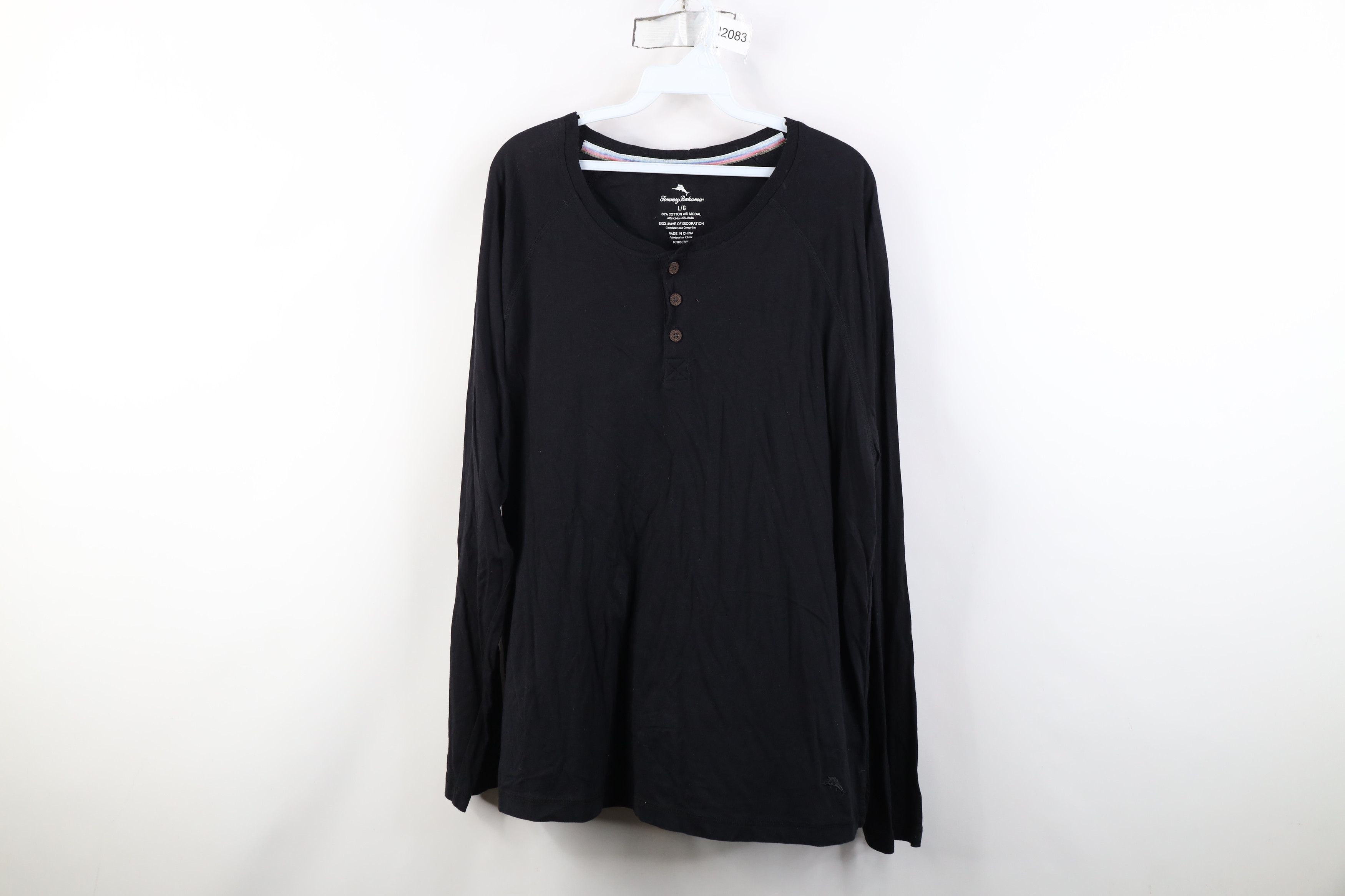 Tommy Bahama Tommy Bahama Cotton Blend Long Sleeve Henley T-Shirt Black Size US L / EU 52-54 / 3 - 1 Thumbnail