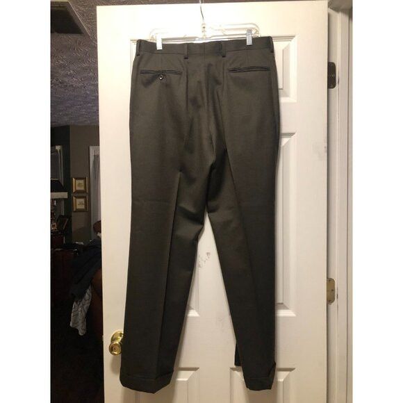 Jos. A. Bank jos.a.bank men's dark green 96%wool dress pants size: 35/32 Size 34R - 3 Thumbnail