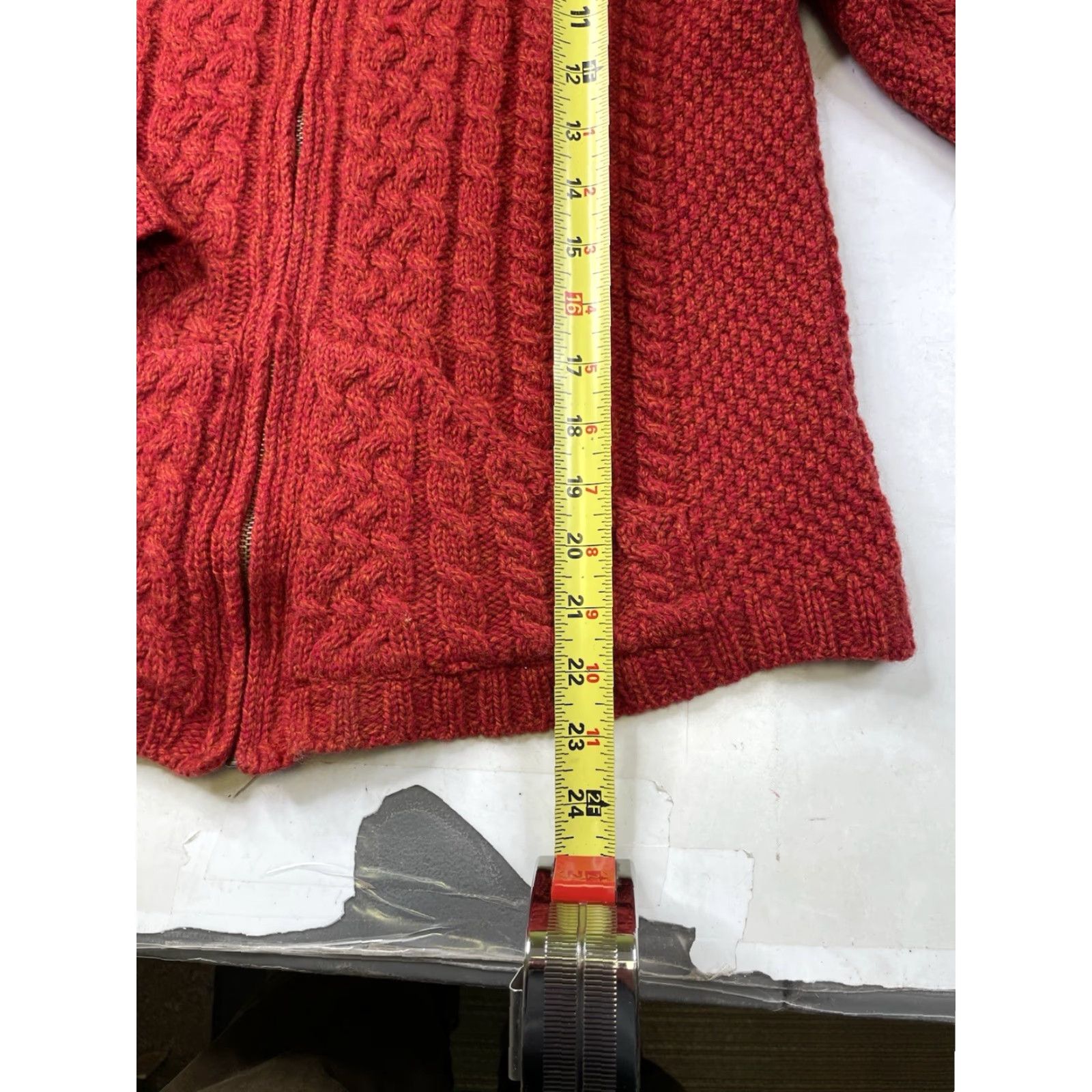 Vintage Inis Crafts Cardigan Sweater Womens M Red Ireland Wool Knit Full Zip Hooded Size M / US 6-8 / IT 42-44 - 5 Thumbnail