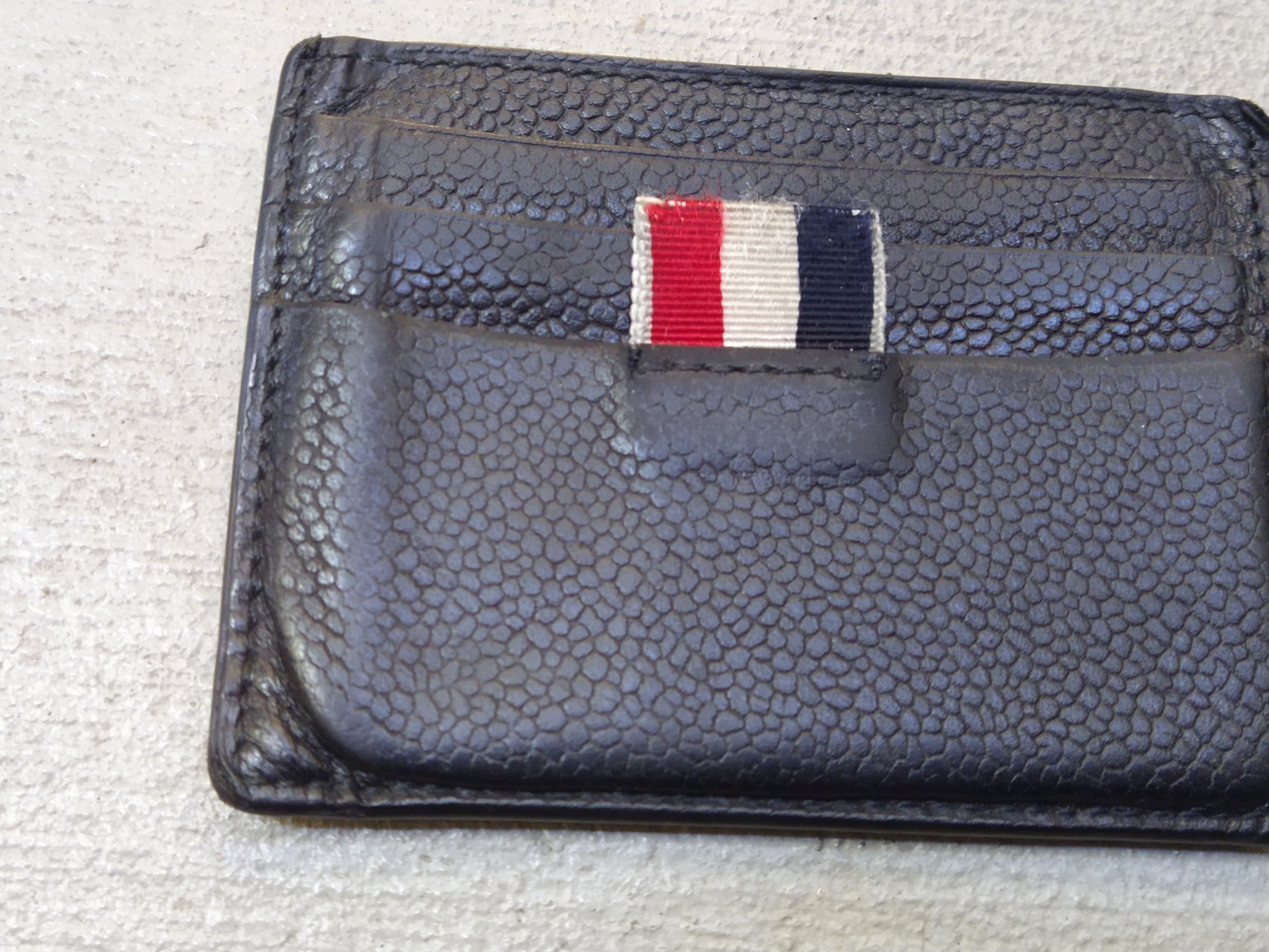 Thom Browne Thom Browne Cardholder Wallet Black Leather Pebbled Slim Size ONE SIZE - 4 Thumbnail