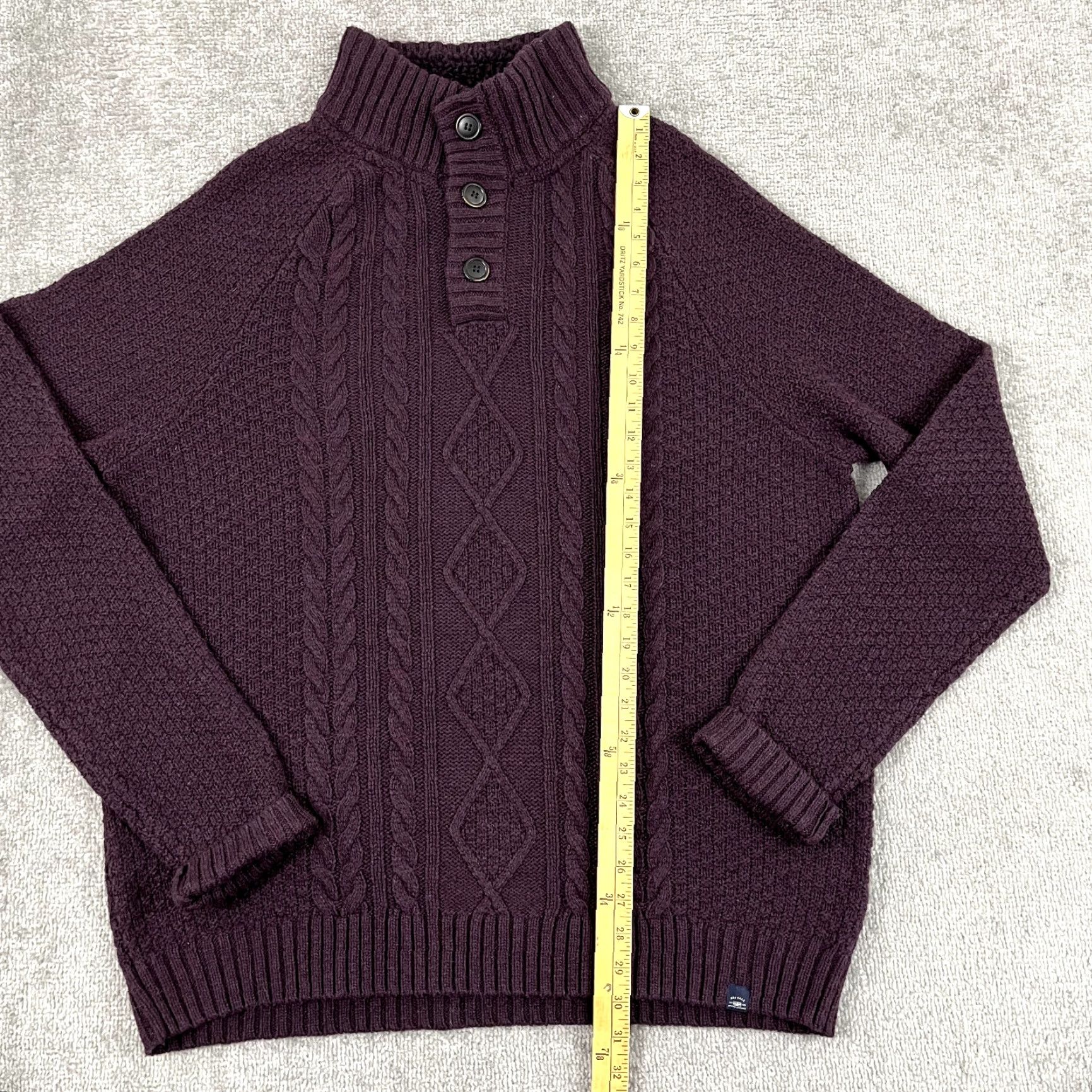 FatFace FAT FACE Sweater Mens 2XL XXL Wool Blend Thick Cable Knit Jumper Maroon Red Size US XXL / EU 58 / 5 - 4 Thumbnail