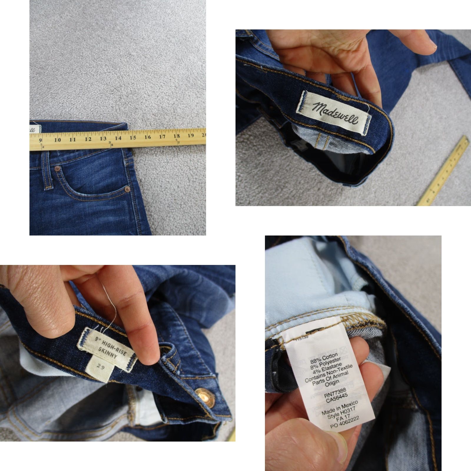 Madewell Madewell Jeans Womens 29 Dark Wash Denim Distressed Skinny Size 29" - 8 Thumbnail