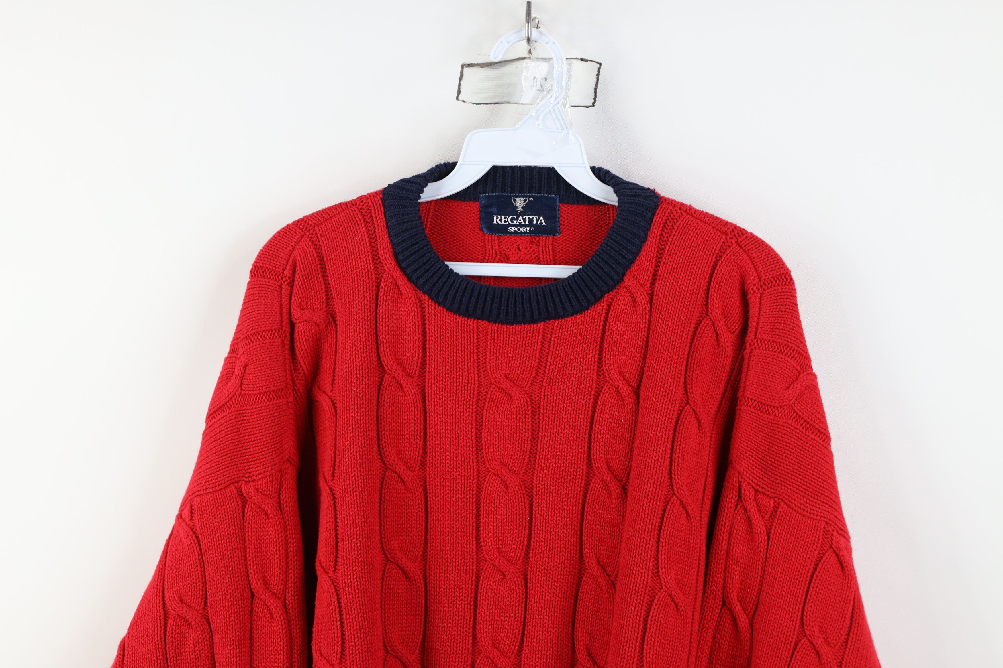 Vintage Vintage 90s Streetwear Chunky Ribbed Cable Knit Sweater Red Size US L / EU 52-54 / 3 - 2 Thumbnail