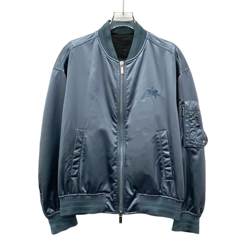Dior Dior Men's Blue Nylon Bomber Jacket 0089 Size US M / EU 48-50 / 2 - 1 Thumbnail