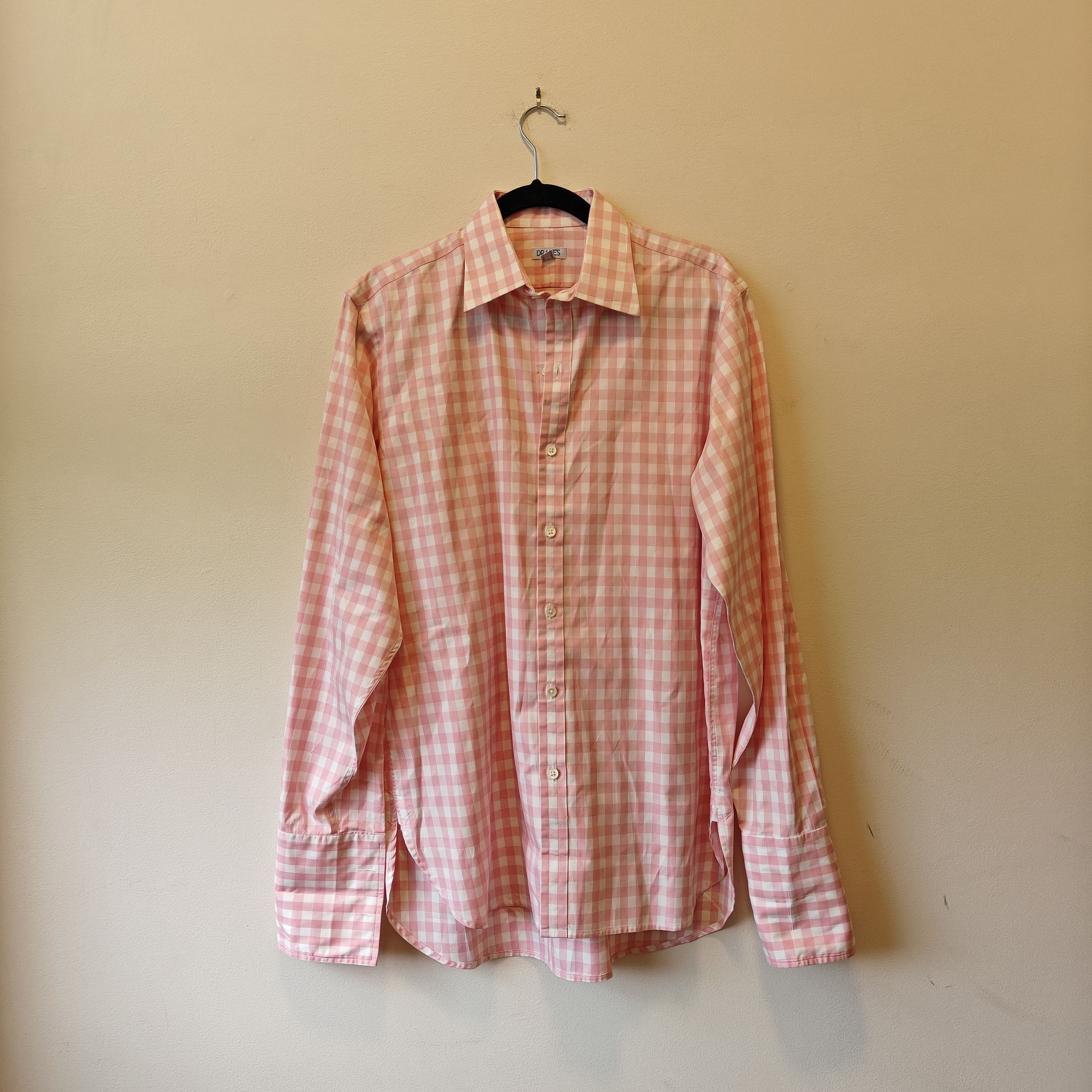 Drake's pink checkered dress shirt 16/41" drakes Size US M / EU 48-50 / 2 - 1 Thumbnail