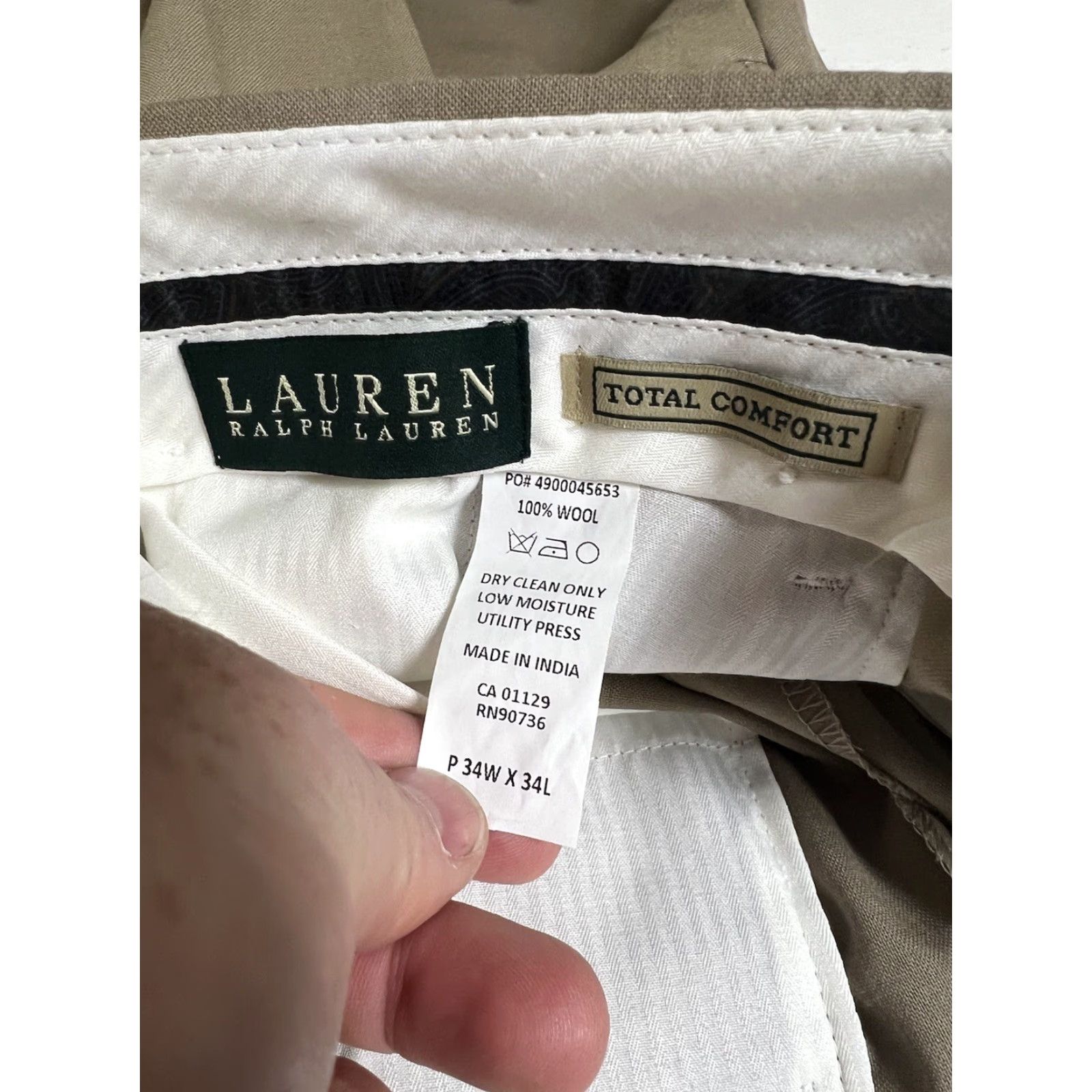 Ralph Lauren Lauren Ralph Lauren New Comfort Wool Chino Pants 34x34 Men Flat Front Tan Beige 125 Size US 38 / EU 54 - 3 Thumbnail