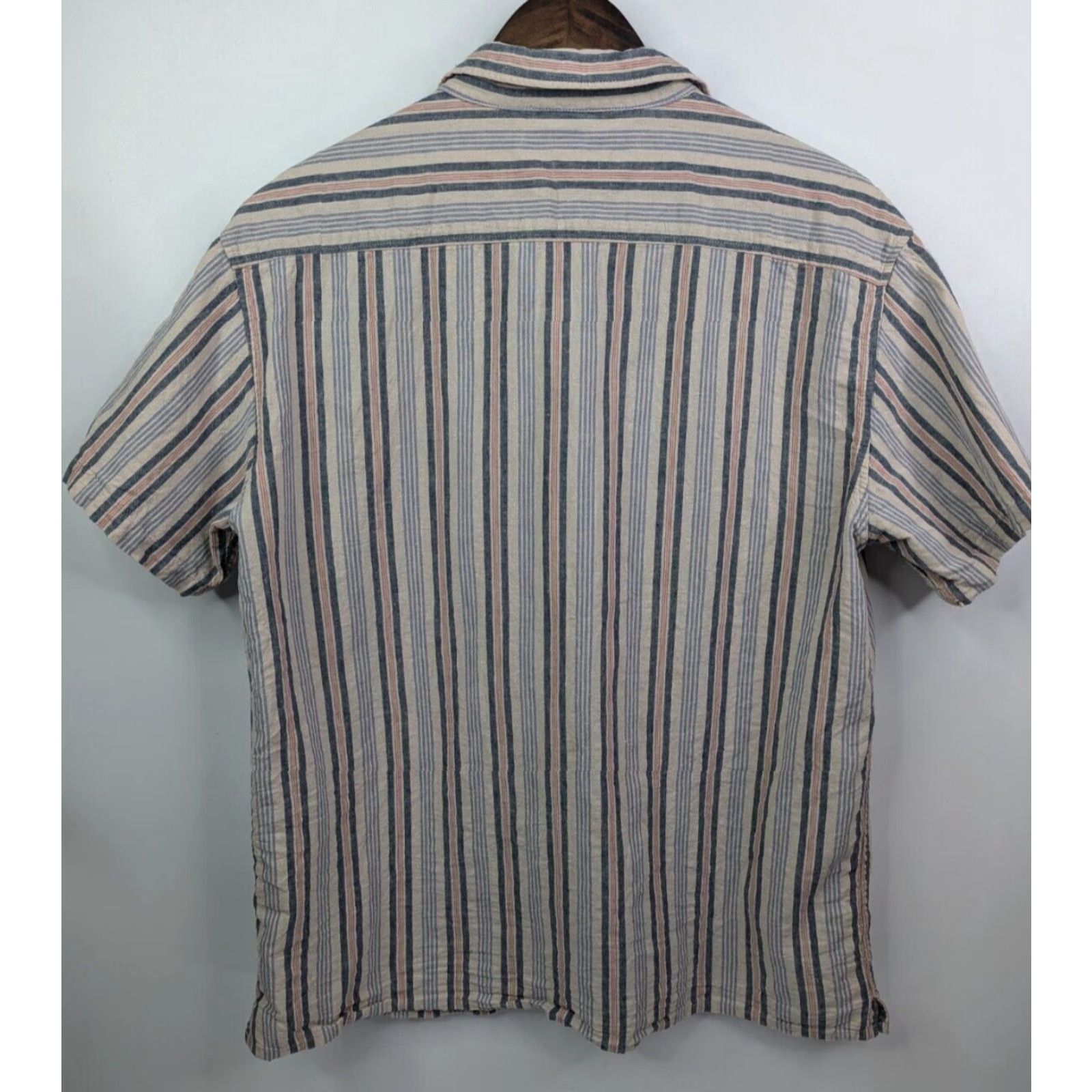 Quiksilver Quiksilver Camp Fit Coconut Dingo Stripe Shirt Men's XL Hawaiian Aloha Hemp Beach Classic Luau Pattern Striped Short Sleeve Button-Up Size US XL / EU 56 / 4 - 2 Thumbnail