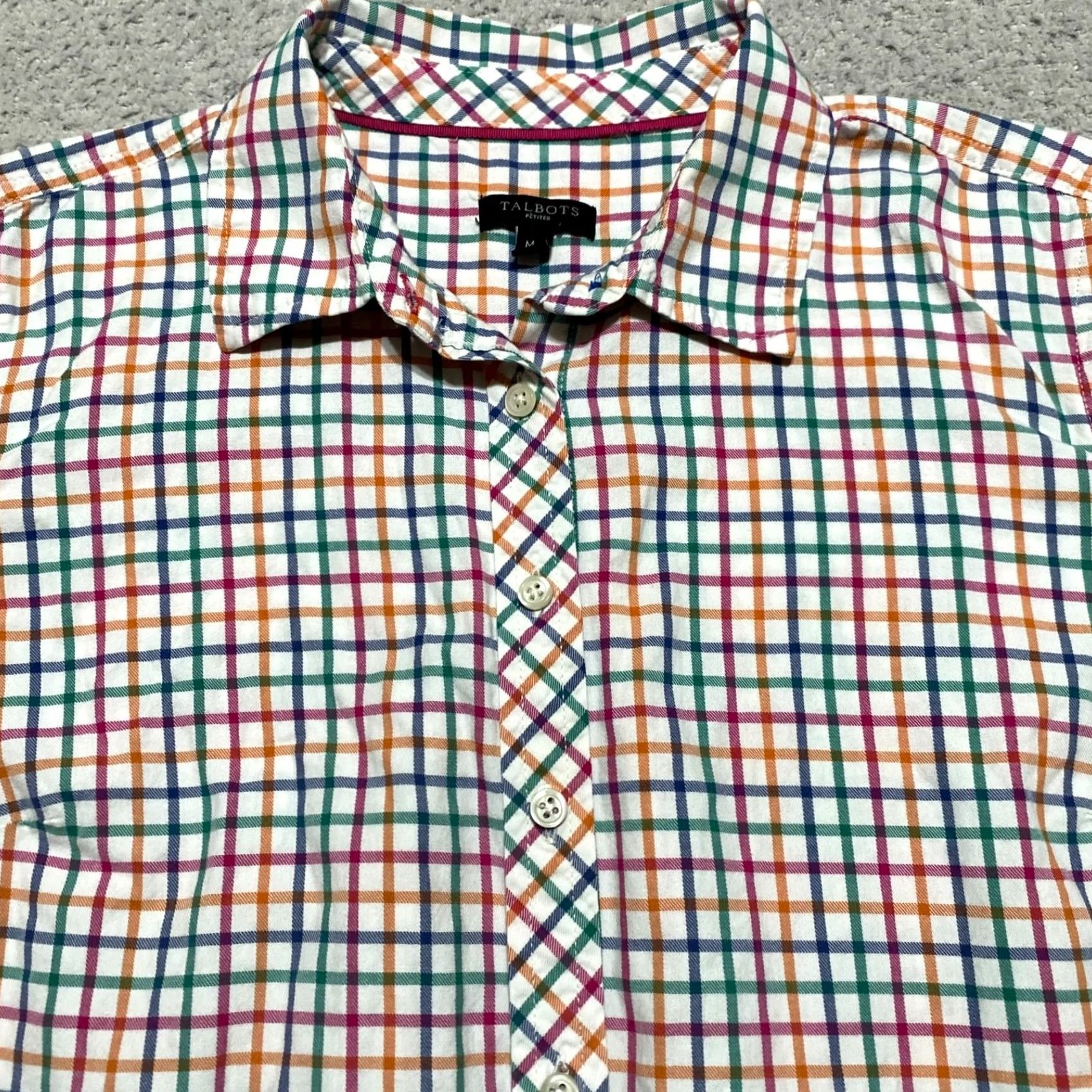 Talbots Talbots Womens Button-Up Shirt PM Multicolor Plaid Cotton Petite Long Sleeve Casual Shirt Womens Size M / US 6-8 / IT 42-44 - 6 Thumbnail