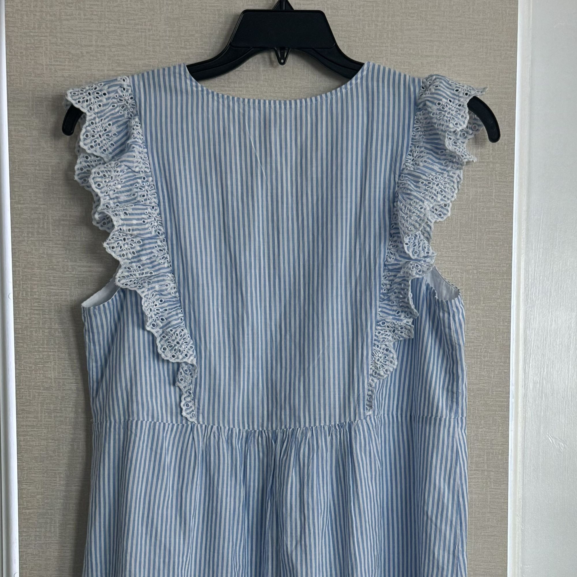 Gap Loft Women's Striped Eyelet Button Ruffle Swing Dress M Size M / US 6-8 / IT 42-44 - 9 Thumbnail