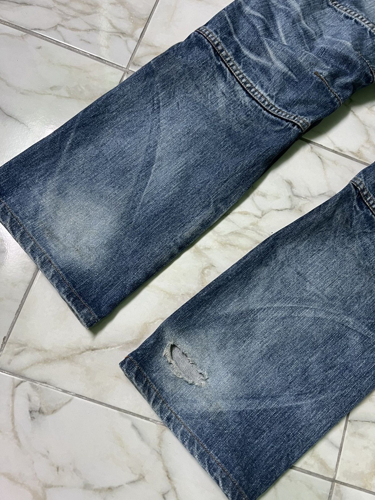 Japanese Brand 💥Baggy💥Redpepper Double Knee Washed Ripped Distress Jeans Size US 35 - 12 Thumbnail