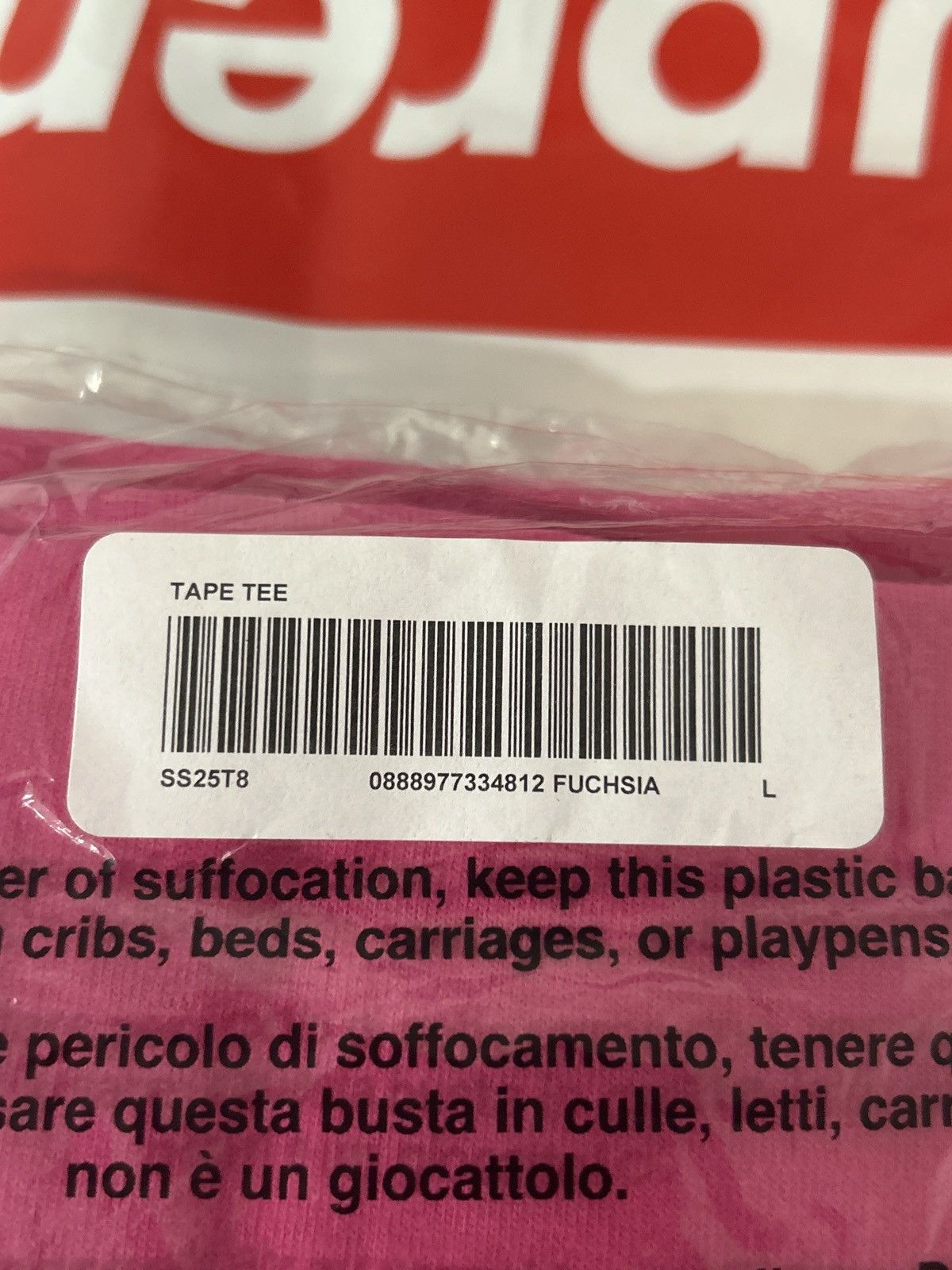 Supreme Supreme Tape Tee Fuscia Size US L / EU 52-54 / 3 - 2 Thumbnail