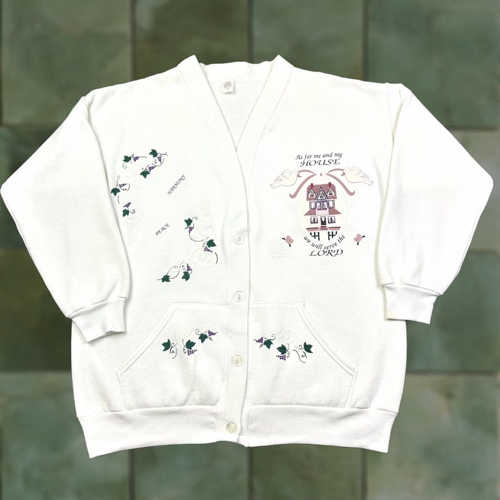 Vintage VINTAGE Women 2X Button Up Cardigan Sweater 90s Floral Lord White Womens Size XXL / US 16-18 / IT 52-54 - 1 Thumbnail