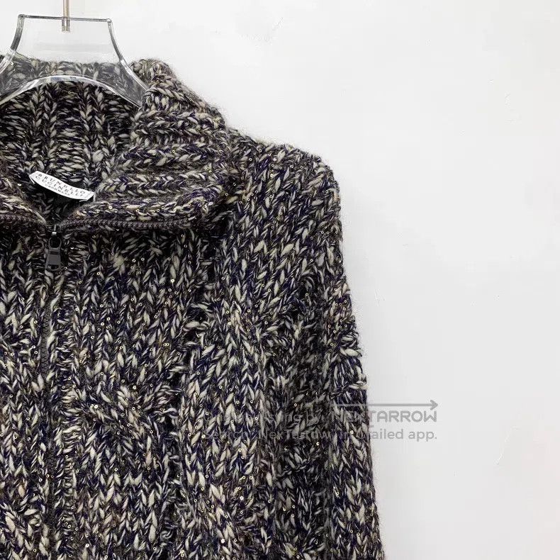 Brunello Cucinelli Brunello Cucinelli Caramel lamb wool collar zipper long-sl Size S / US 4 / IT 40 - 3 Thumbnail