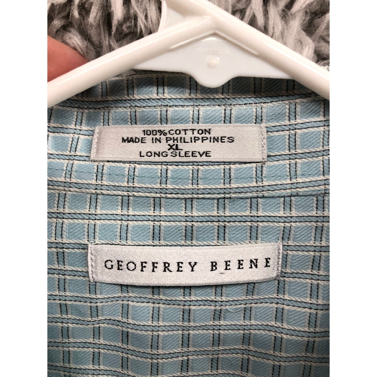 Geoffrey Beene Geoffrey Beene Shirt XL Mens Light Blue Long Sleeve Spread Collar Button-Up Regular Fit Plaid Navy Blue Accessories Logo Embroidered Size US XL / EU 56 / 4 - 6 Thumbnail