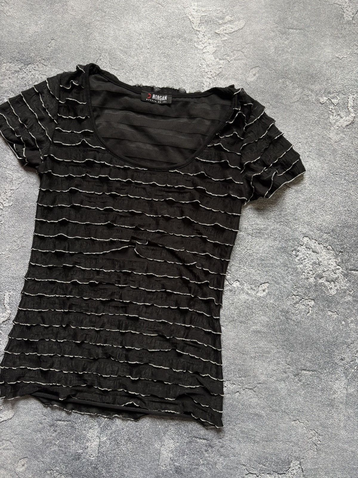 Morgan De Toi Vintage 90s Morgan De Toi Y2K Grunge Tiered Ruffle Mesh Top Size M / US 6-8 / IT 42-44 - 3 Thumbnail
