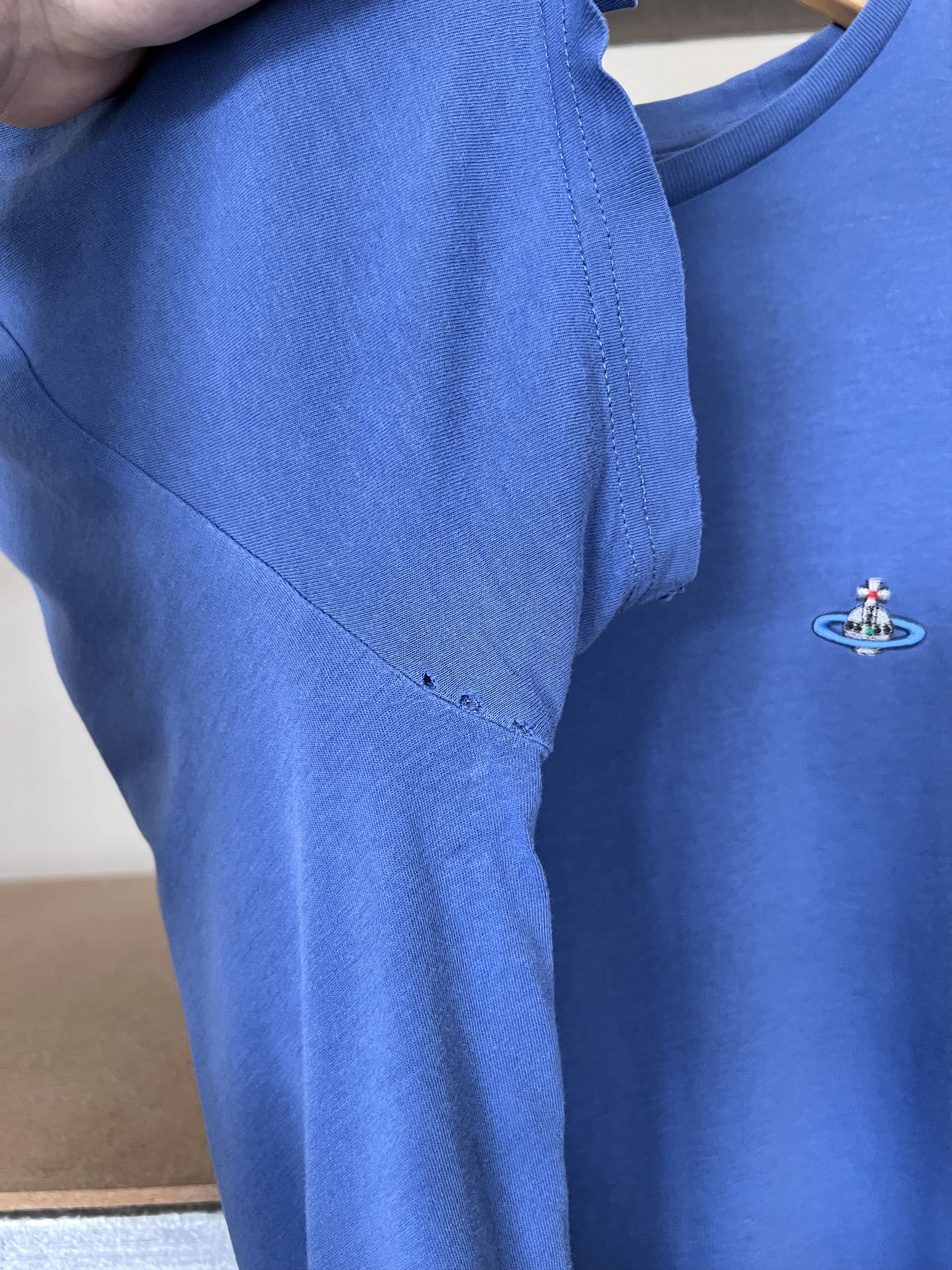 Vintage Vivienne Westwood Vintage Small Logo Blue Distressed Tee Size US XL / EU 56 / 4 - 9 Thumbnail