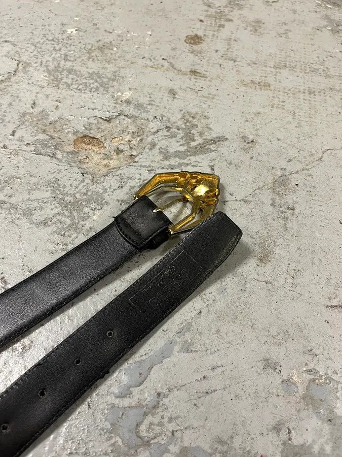 Versace 2000s Versace Golden Futuristic V Black Leather Belt Size ONE SIZE - 5 Thumbnail