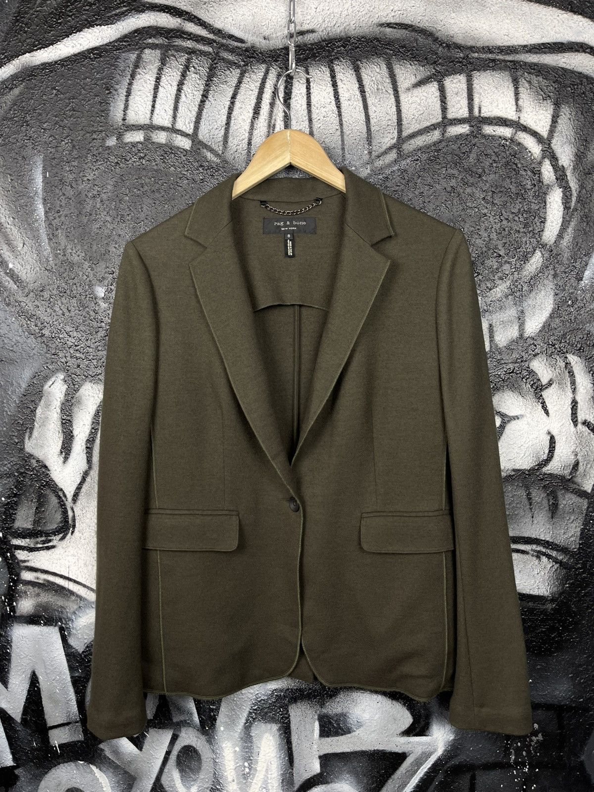 Rag & Bone Rag & Bone New York Wool Single Button Olive Blazer Women’s Size M / US 6-8 / IT 42-44 - 2 Thumbnail