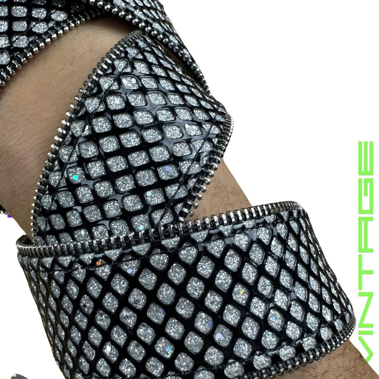 Other × Vintage HONEYCOMB FAUX LEATHER IRIDESCENT GLITTER BELT _ 34" Size 34 - 4 Thumbnail