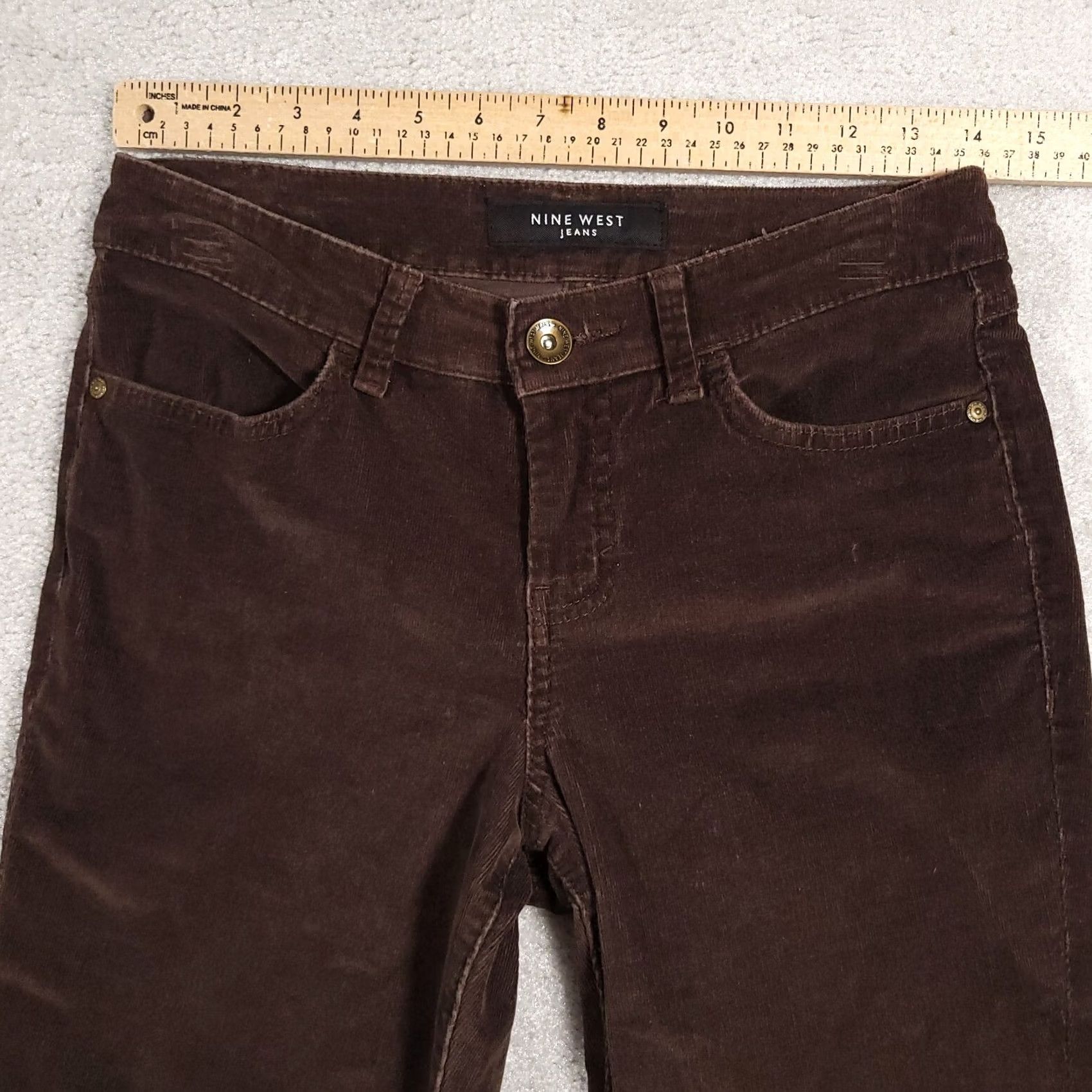 Nine West Nine West Corduroy Pants Jegging Cotton Stretch Straight Leg Women's 4 26 Brown Size 27" / US 4 / IT 40 - 6 Thumbnail