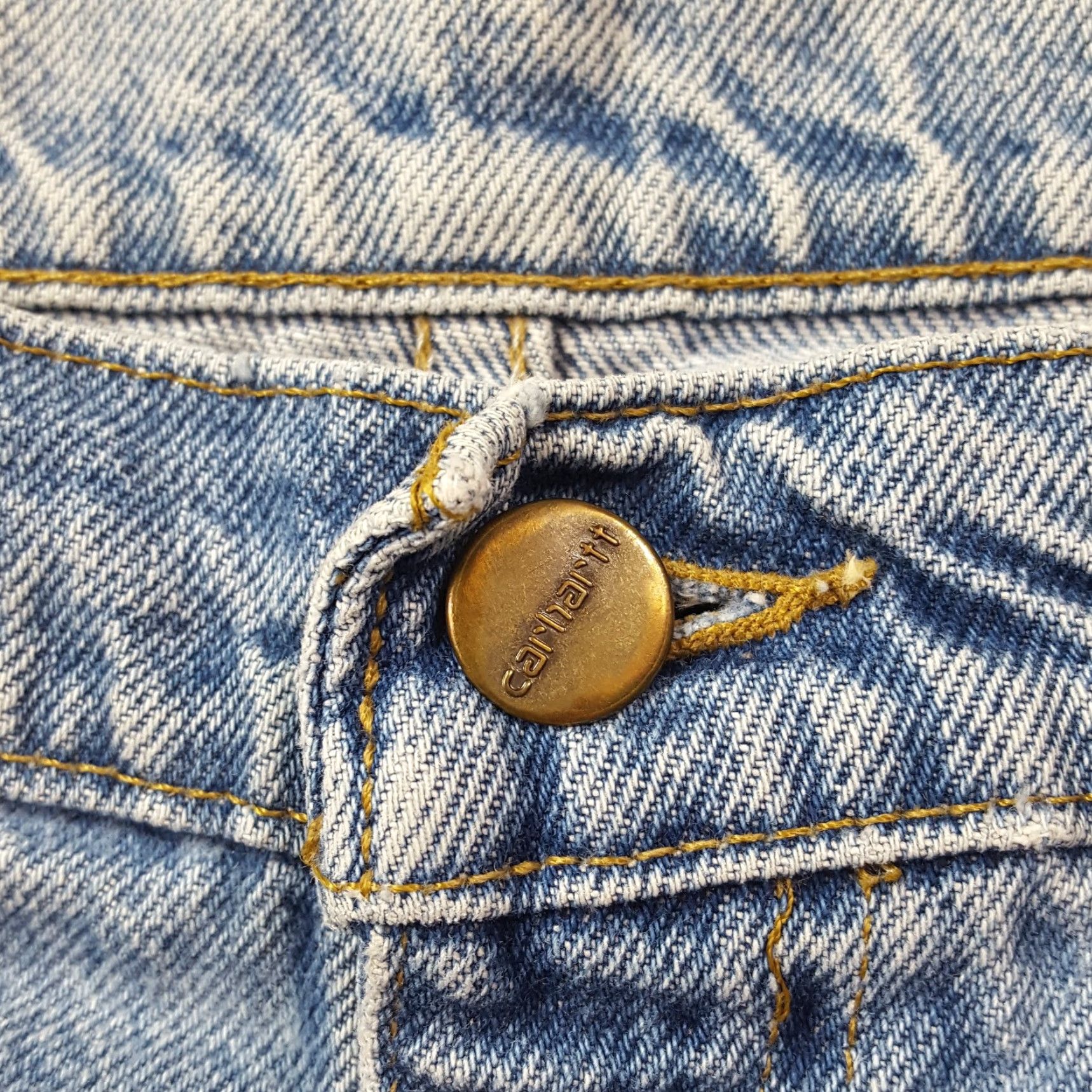 Carhartt VINTAGE Carhartt Jeans Denim Blue Distressed 36x33 36" Waist 33" Inseam Men Workwear Retro Grunge Hidden Pockets Size US 36 / EU 52 - 6 Thumbnail