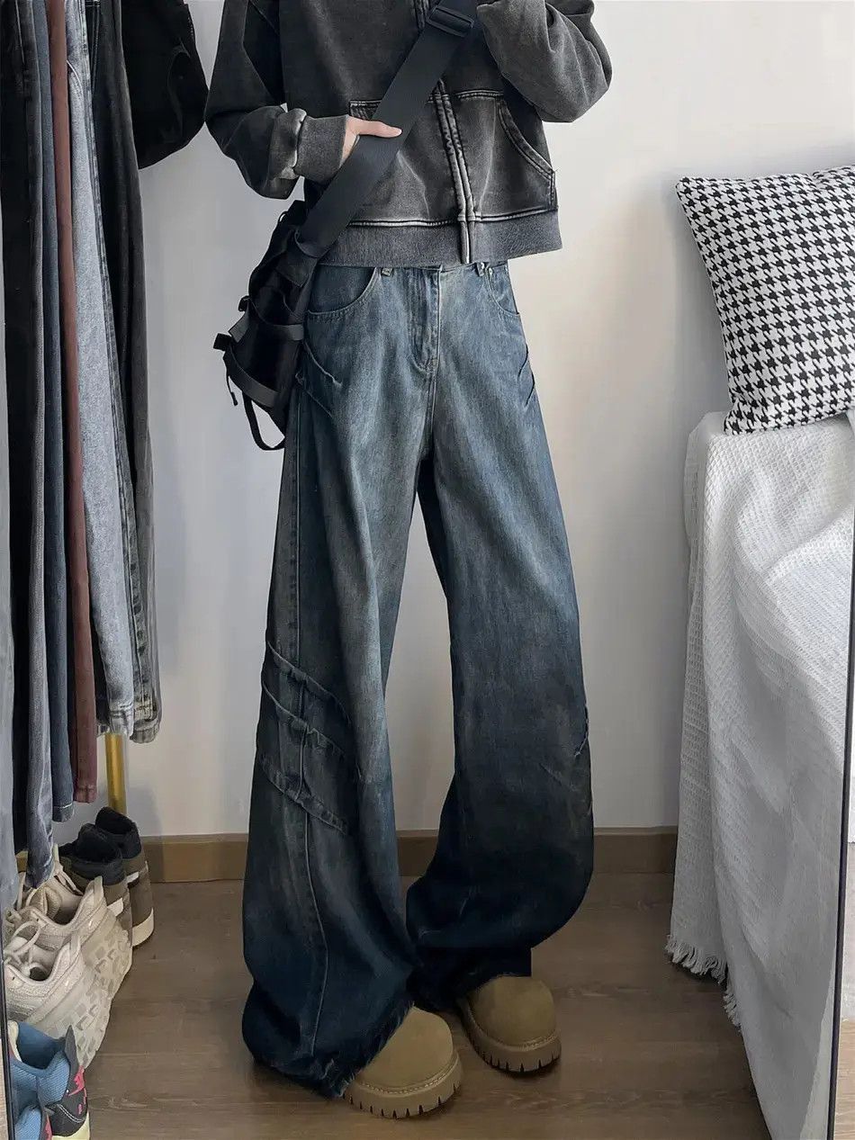 Japanese Brand Retro loose curved knife wide leg jeans Size US 32 / EU 48 - 4 Thumbnail