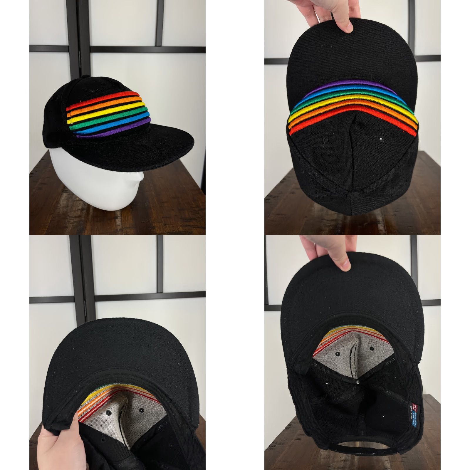 Rainbow New Glory Cap Snap Back Adult One Size Black Rainbow Pride Embroidered Polyester Hat/Cap Adjustable, Lightweight Unisex Adults NS Size ONE SIZE - 8 Thumbnail