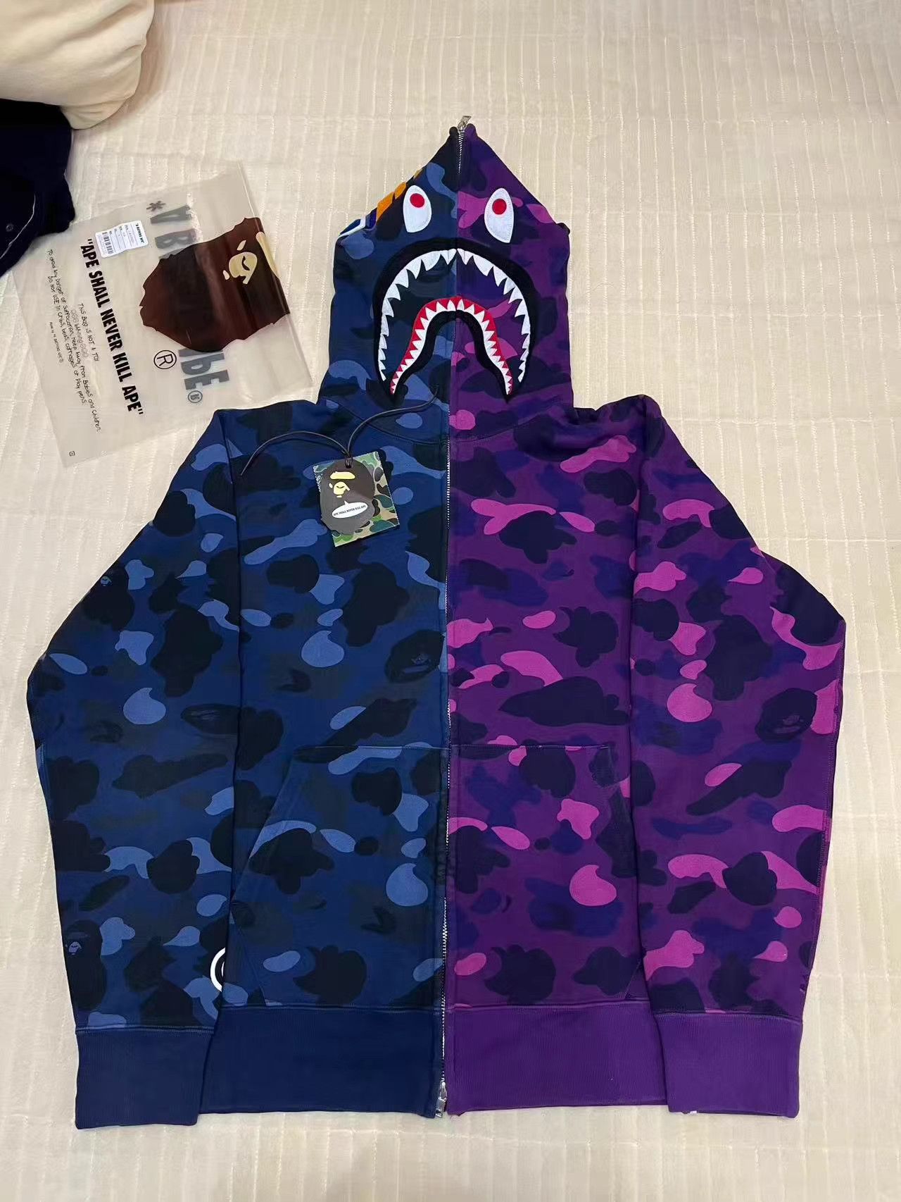 Bape Bape Blue & Purple Camo Panel Shark Hoodie K5 Size US XL / EU 56 / 4 - 1 Thumbnail