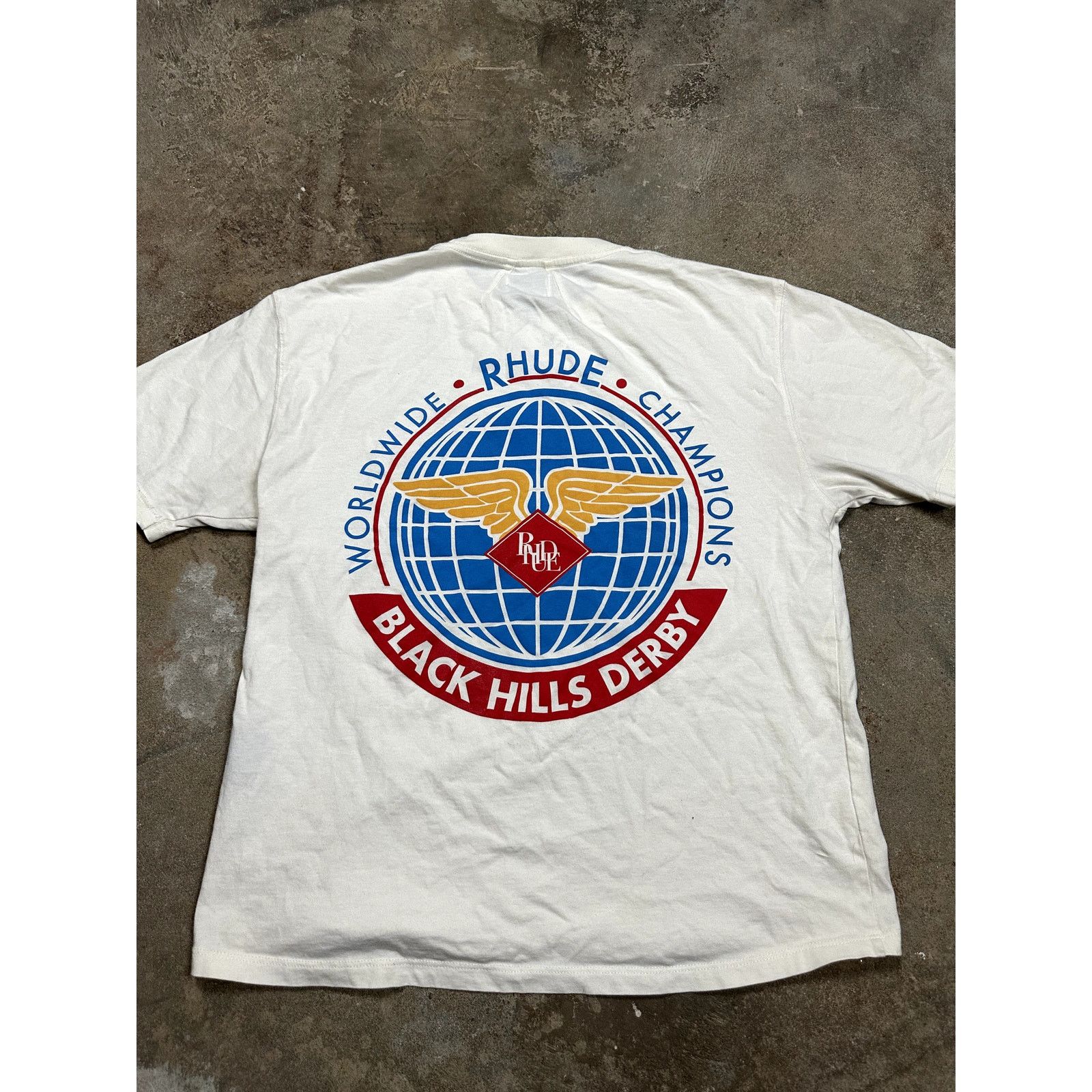 Rhude Rhude Tee White Worldwide Champs Used Small Size US S / EU 44-46 / 1 - 1 Thumbnail