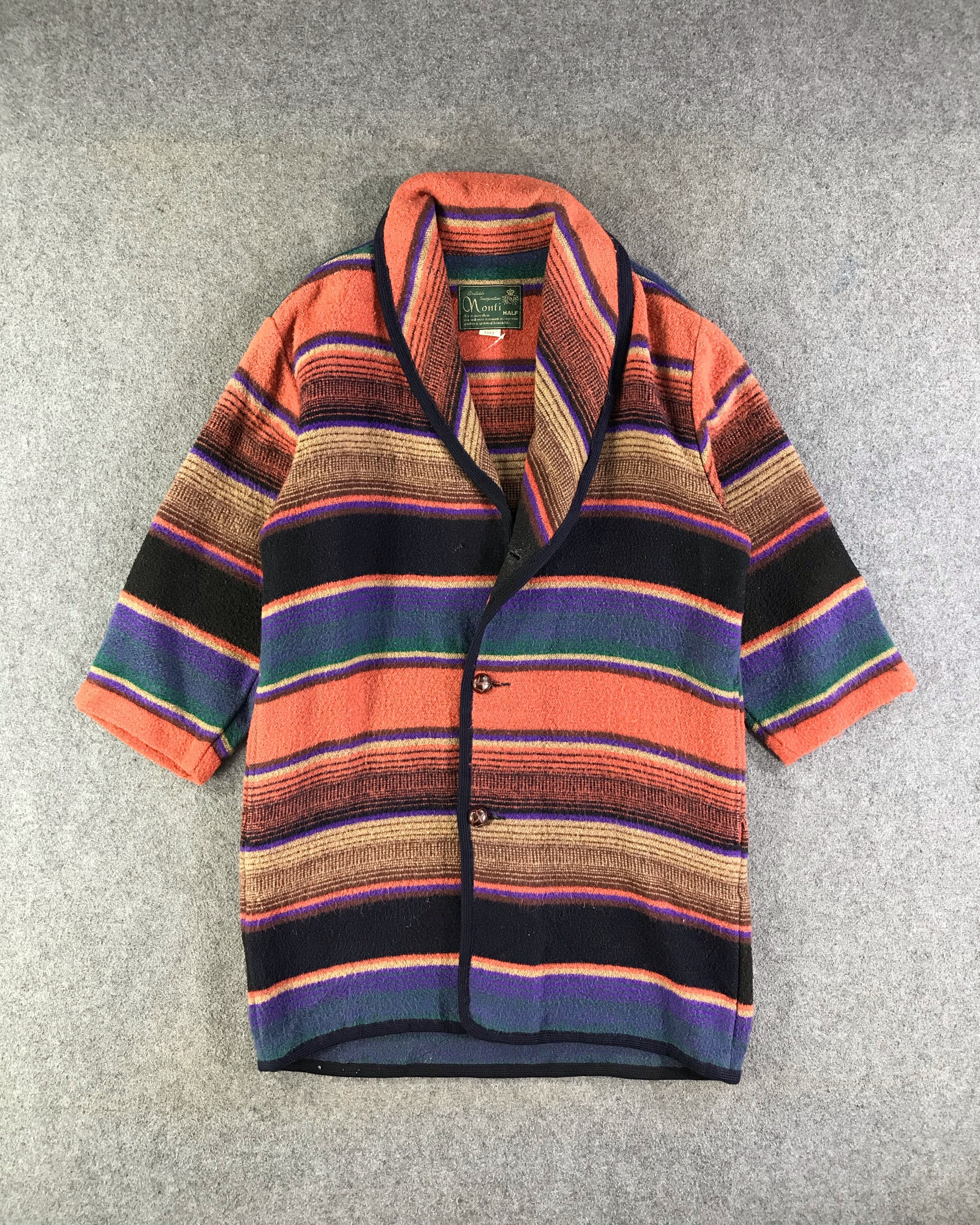 Japanese Brand Vintage Stripe Duster Coat Jacket JC279 Size ONE SIZE - 1 Thumbnail