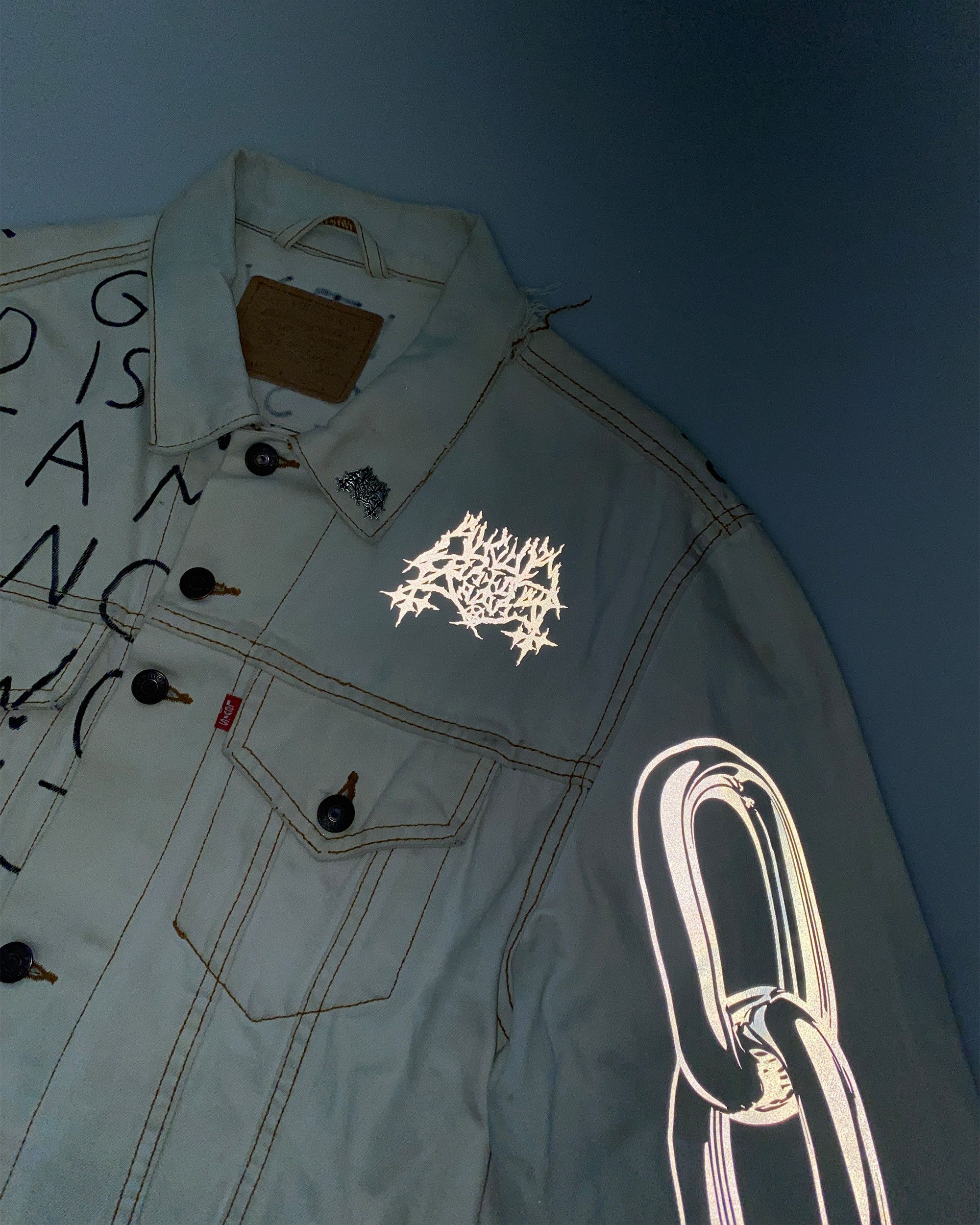Vintage Sucuk&BratwurstxMaison Hefner 1of1 Printed Denim Jacket Size US L / EU 52-54 / 3 - 7 Thumbnail