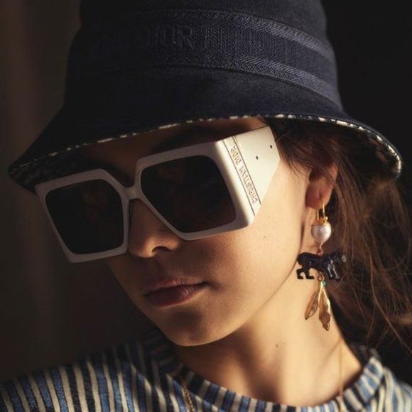 image of New Dior Diorsolar S1U 95A0 Ivory Smoke Sunglasses in White, Women's
