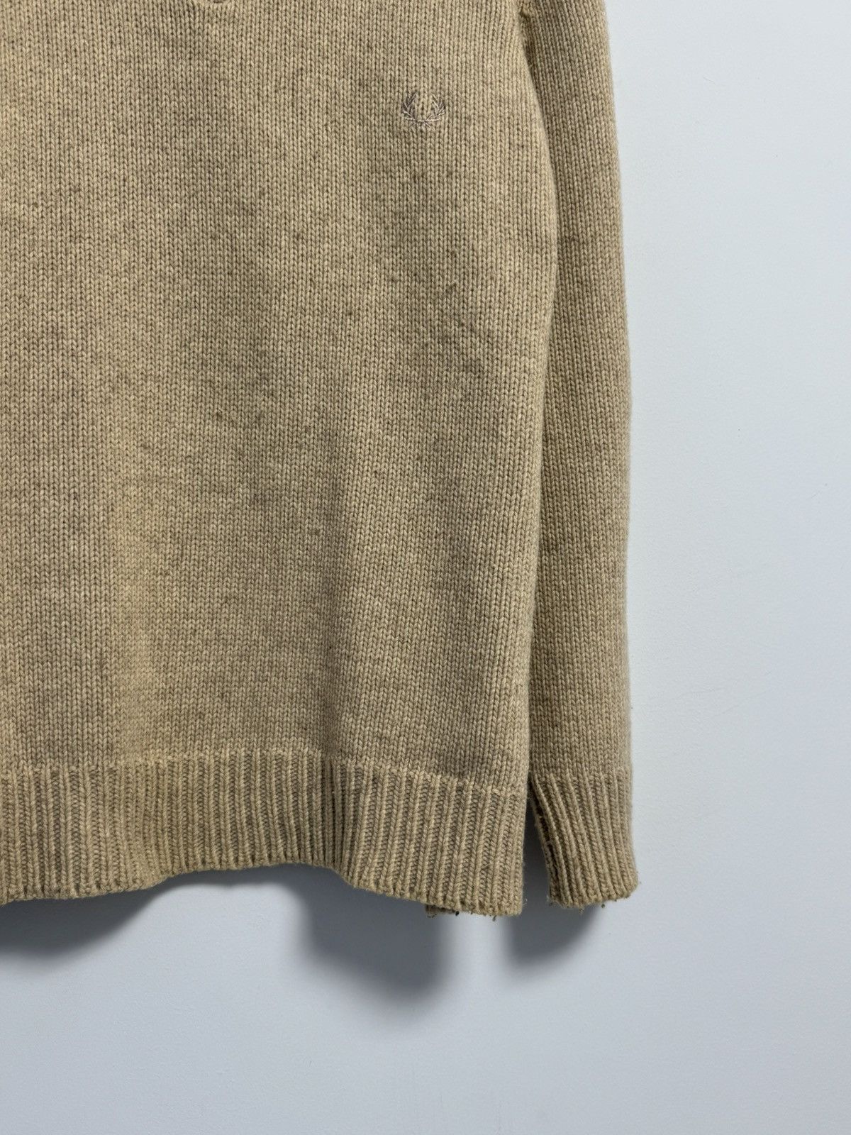 Fred Perry Fred Perry 1/4 Zip Sweater Wool Beige Vintage 90’s Hype Size US XL / EU 56 / 4 - 3 Thumbnail