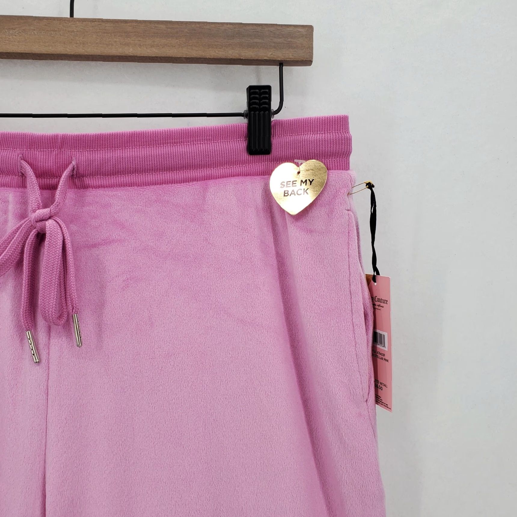 Juicy Couture Juicy Couture Womens Pants Large Pink Velour Sleepwear Rhinestone Back Y2K NWT Size 36" / US 14 / IT 50 - 3 Thumbnail