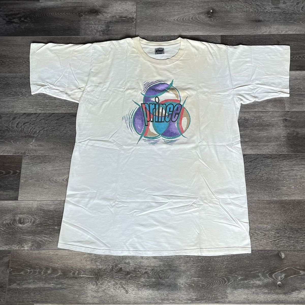 Prince Vintage 1990s Prince Tennis Graphic Logo Tee Shirt Off White Size US XL / EU 56 / 4 - 1 Thumbnail