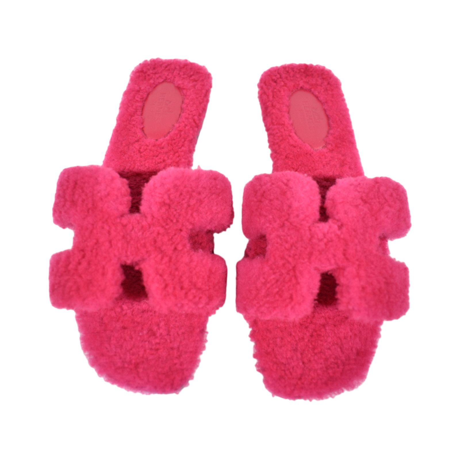 Hermes Hermes Oran Teddy Shearling Fur Pink H Logo Slide Sandal Size US 9 / IT 39 - 1 Thumbnail