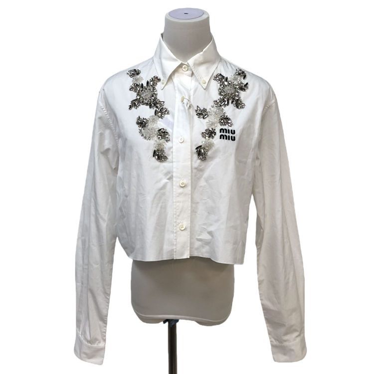 Miu Miu Miu Miu Crystal Embellished Button Up Shirt Size 38 Size XS / US 0-2 / IT 36-38 - 1 Thumbnail