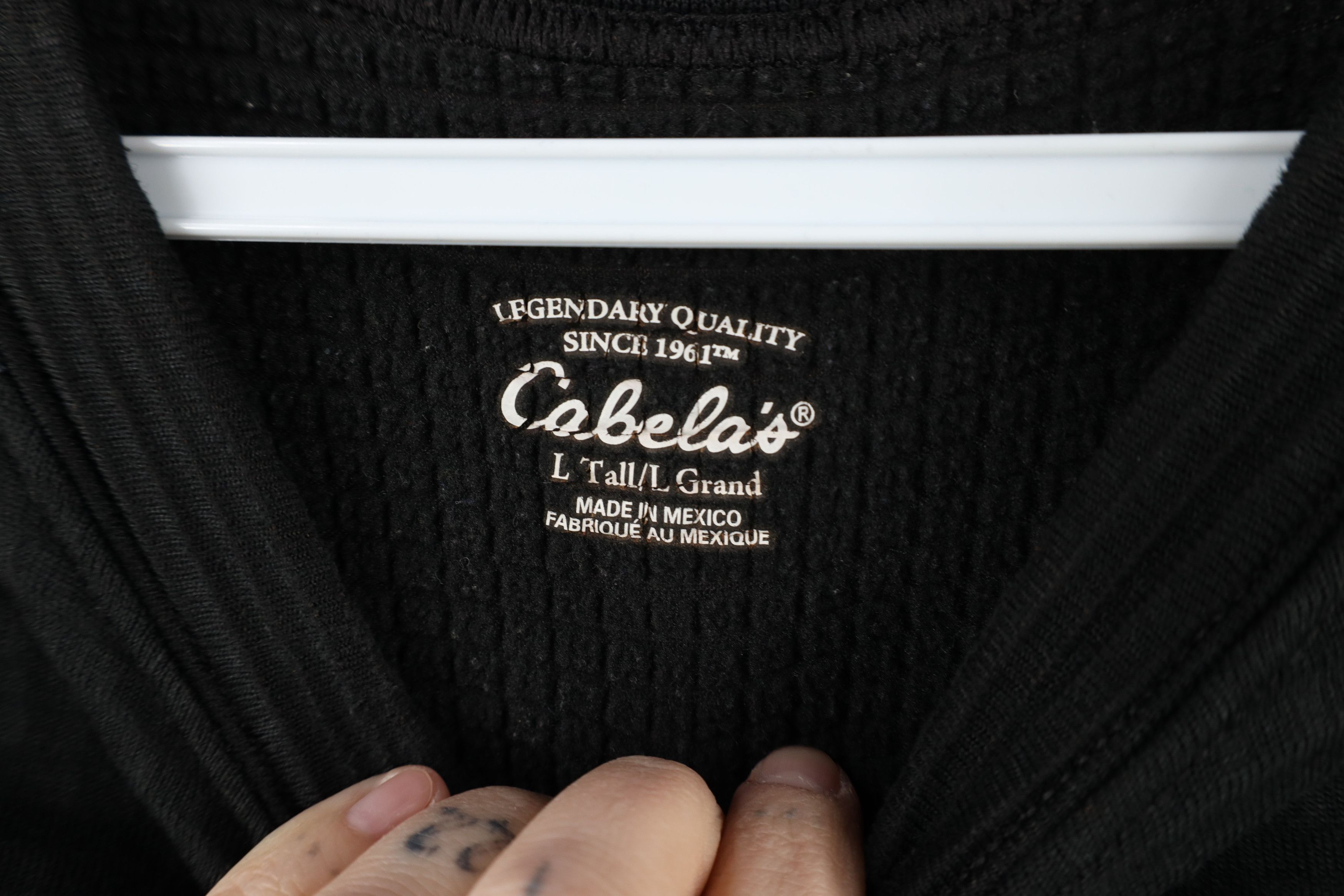 Cabelas × Vintage Vintage Cabelas Thermal Fleece Lined Sweatshirt Black Size US L / EU 52-54 / 3 - 7 Thumbnail