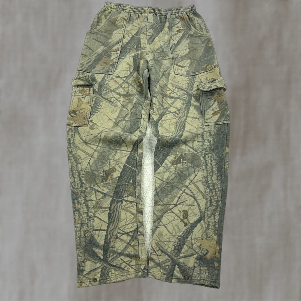 Jerzees VINTAGE Jerzees Camo Sweatpants Men M Cargo Jogger 90s Y2K Green 100% Cotton Regular Sweatpants Mens Size US 31 - 1 Thumbnail