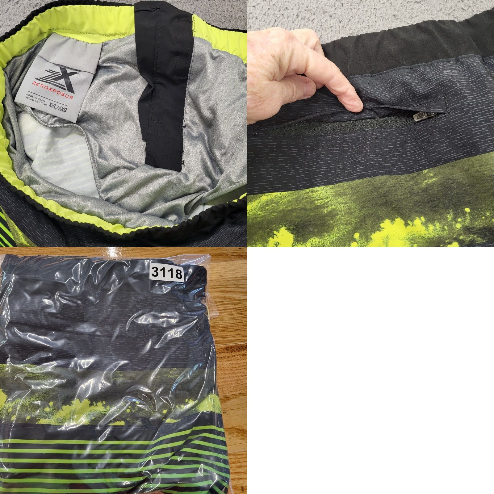 ZeroXposur ZeroXposur Swim Trunks Mens Size XXL Comfort Waistband Green Shore Striped Pockets Drawstring Beach Surfing Modern Colorful Bottoms Size US 39 - 9 Thumbnail