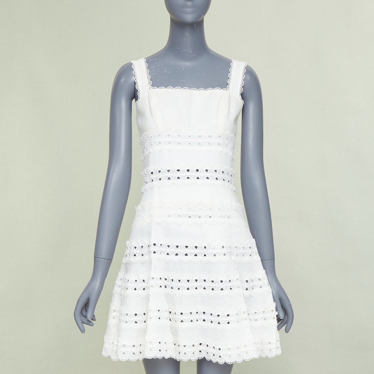 Zimmermann ZIMMERMANN white 100% linen embroidered anglais cotton sundress Sz.2 M Size M / US 6-8 / IT 42-44 - 1 Thumbnail