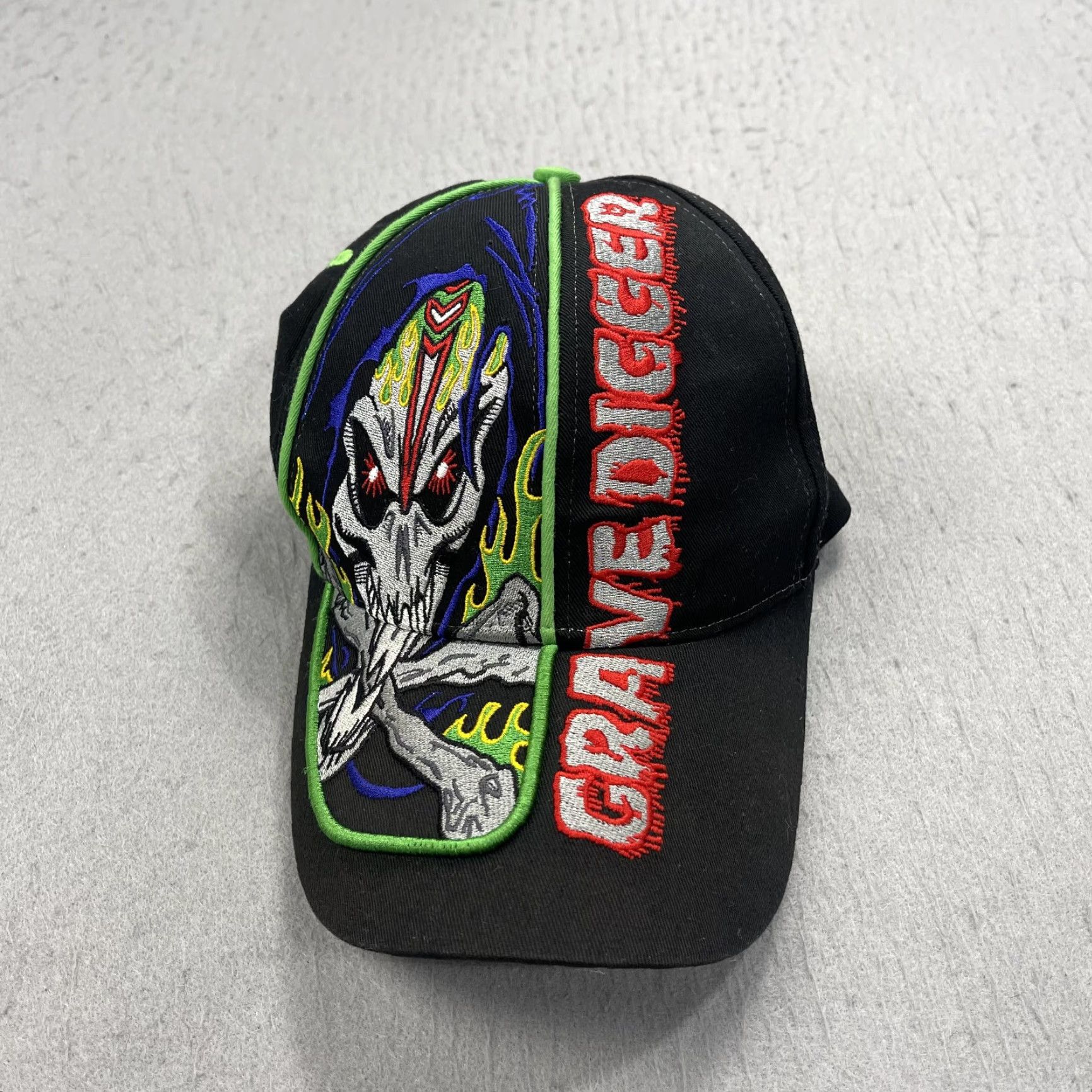 Vintage VINTAGE Grave Digger Hat Adult Black Monster Truck Snapback Adjustable Cap 90s Mens Cap Size ONE SIZE - 2 Thumbnail