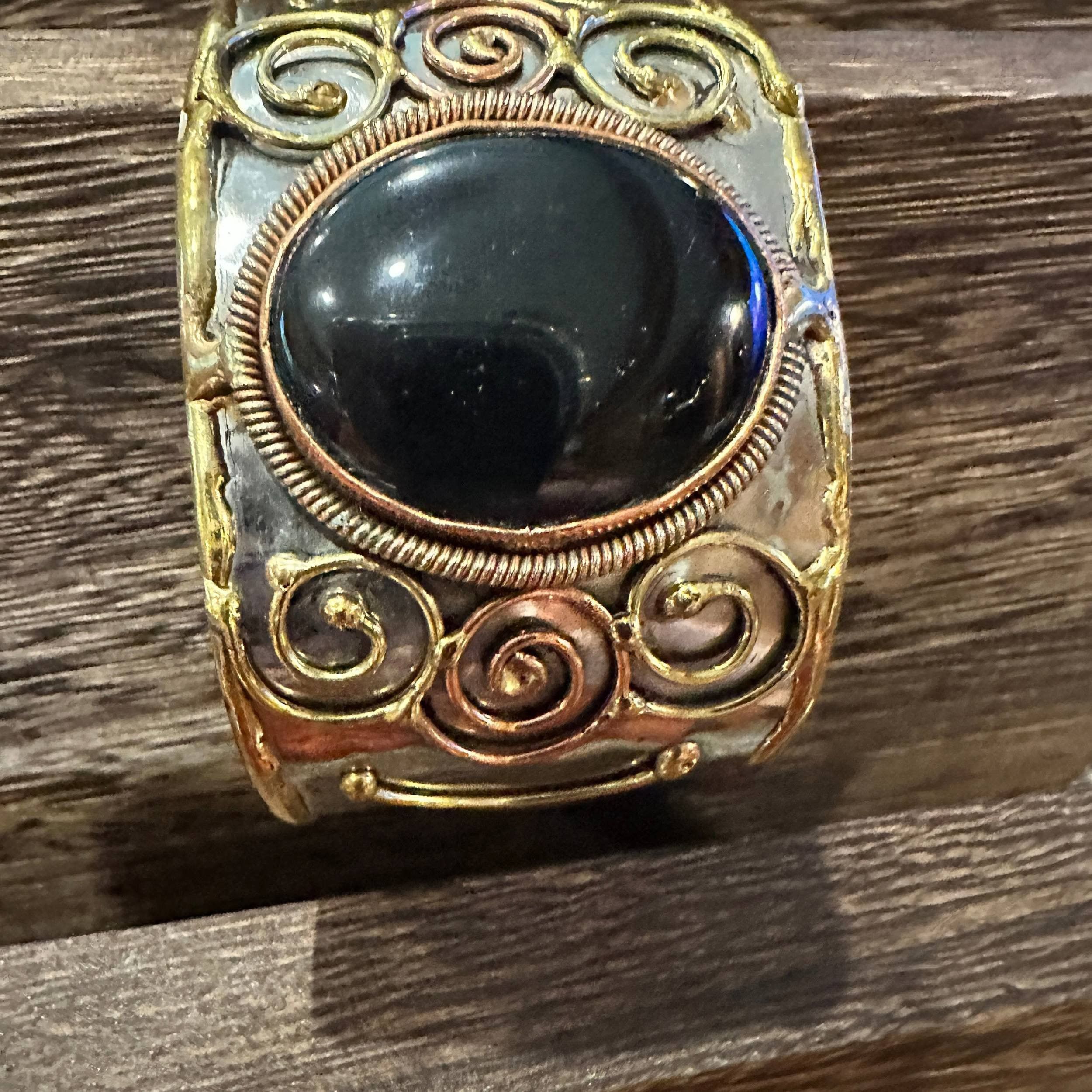 Other Artisan-Made Adjustable Black Onyx and Mixed Metals Cuff Bra Size ONE SIZE - 5 Thumbnail