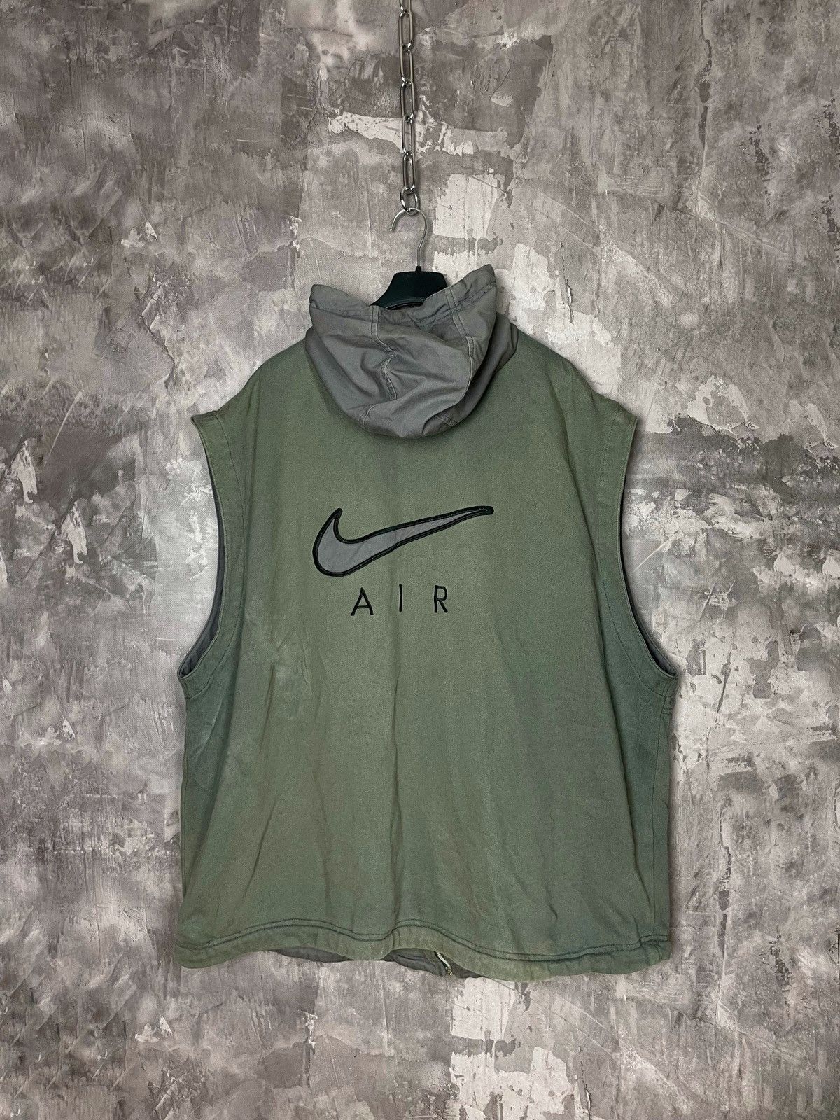 Nike × Vintage NIKE 0s Vintage Big Swoosh Logo Sleeveless Hoodie Sweatshirt Size US L / EU 52-54 / 3 - 1 Thumbnail