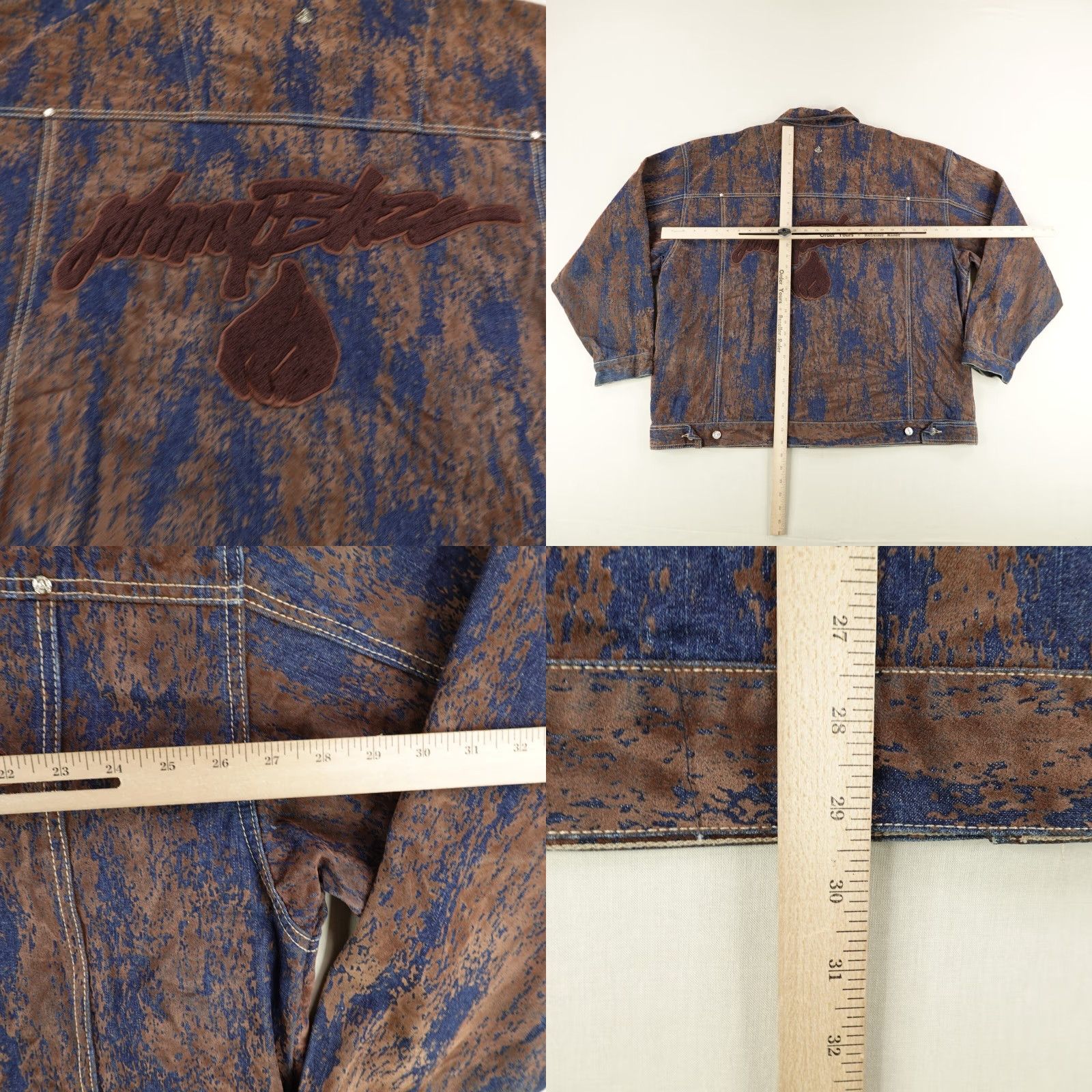 Denime VINTAGE Johnny Blaze Denim Jacket Men 2XL Brown Casual Hip Hop 90s Size US 39 - 8 Thumbnail