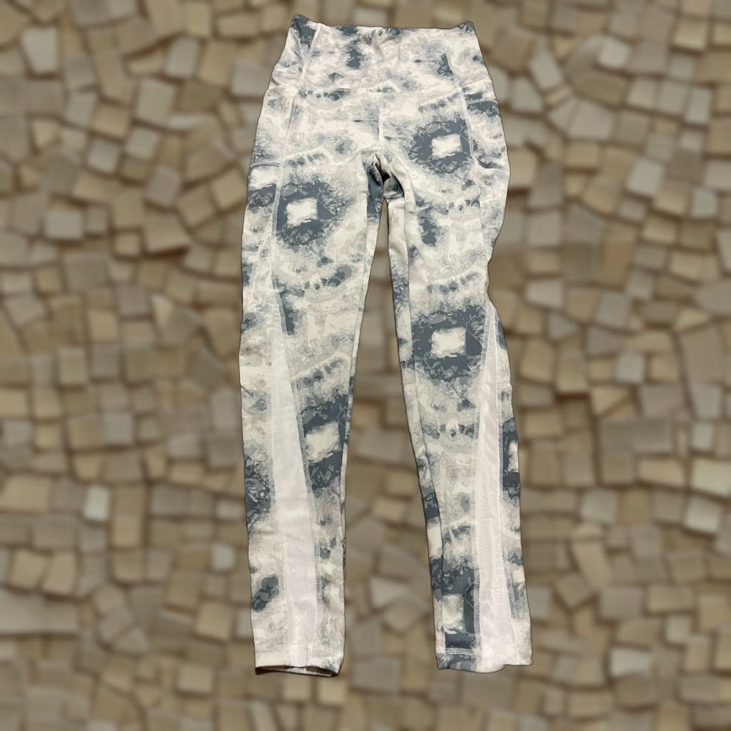 Vintage BSP Pants Women's Small White Green Leggings Pull On Pocket Tie Dye Casual Modern Size 28" / US 6 / IT 42 - 1 Thumbnail