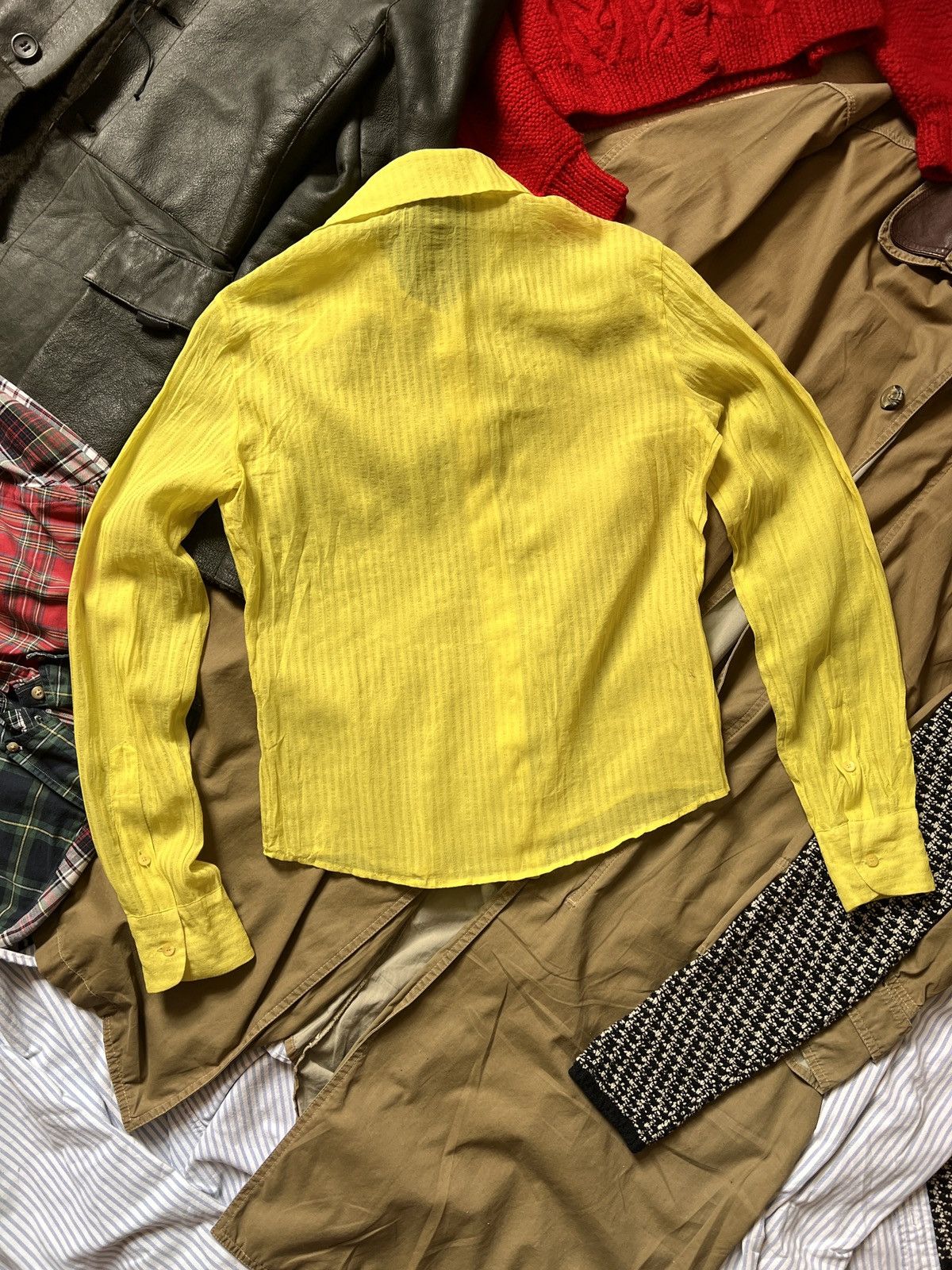 Just Cavalli Vintage Just Cavalli Yellow Light Button Up Avantgarde Shirt Size S / US 4 / IT 40 - 4 Thumbnail