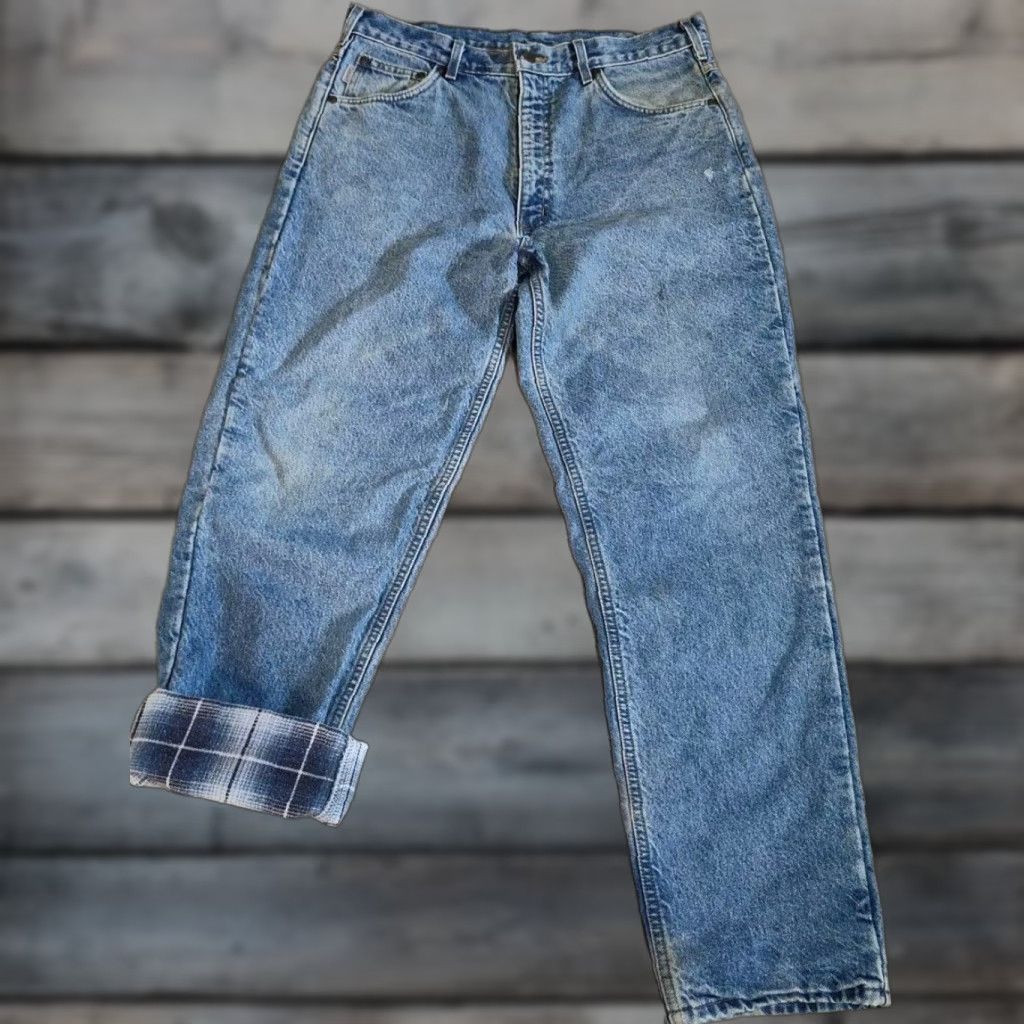 Carhartt VINTAGE Carhartt Jeans Mens 36x32 Flannel Lined Distressed Work Wear USA B21DST Size US 36 / EU 52 - 1 Thumbnail