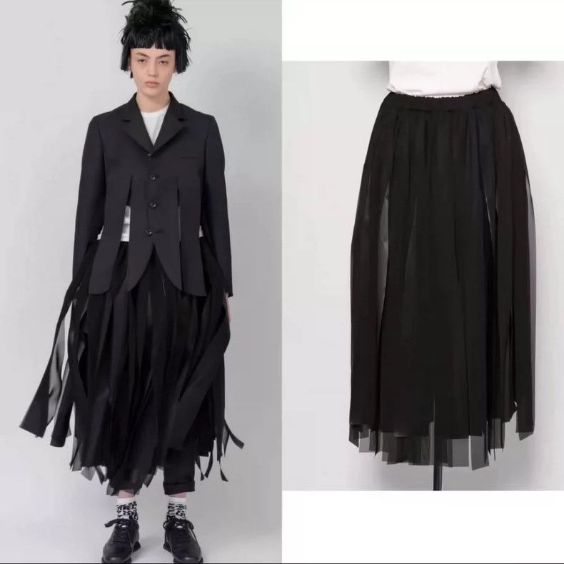 Comme Des Garcons size XS Split tassel strip skirt
